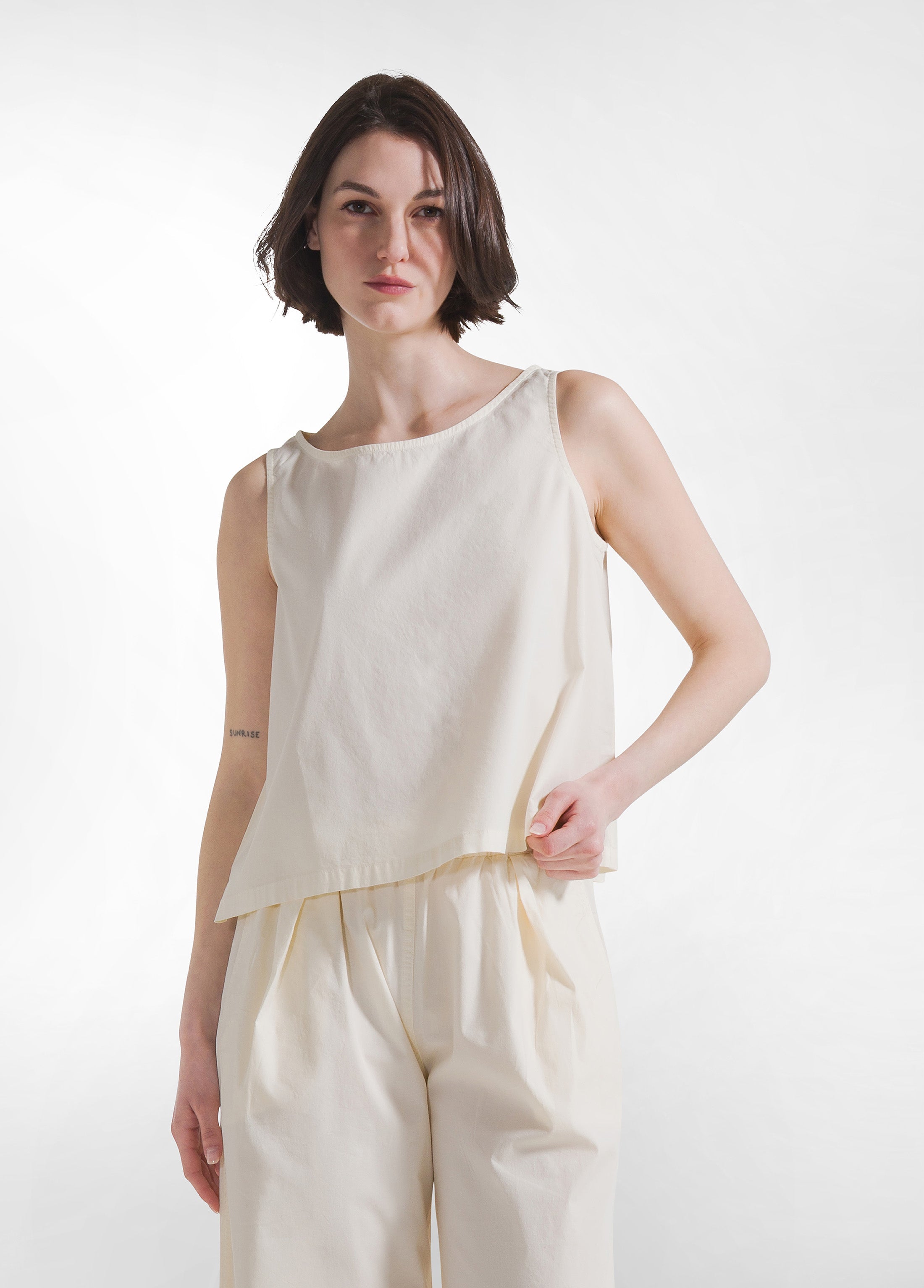 deha-top-in-popline-elasticizzato-bianco image 1