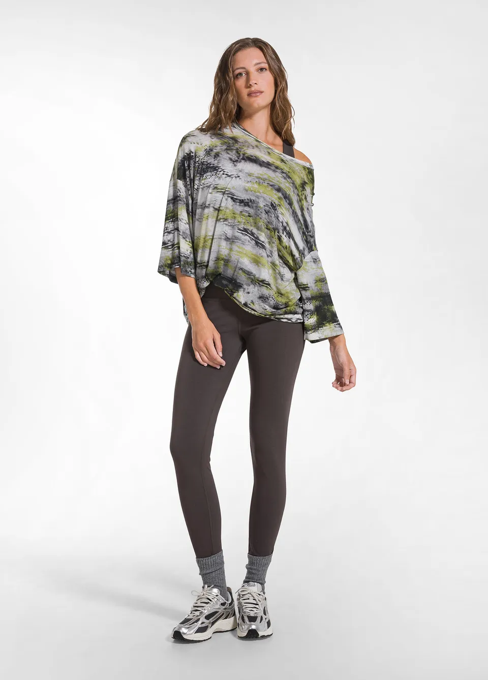 deha-leggings-in-jersey-stretch-con-logo-marrone-donna image 1