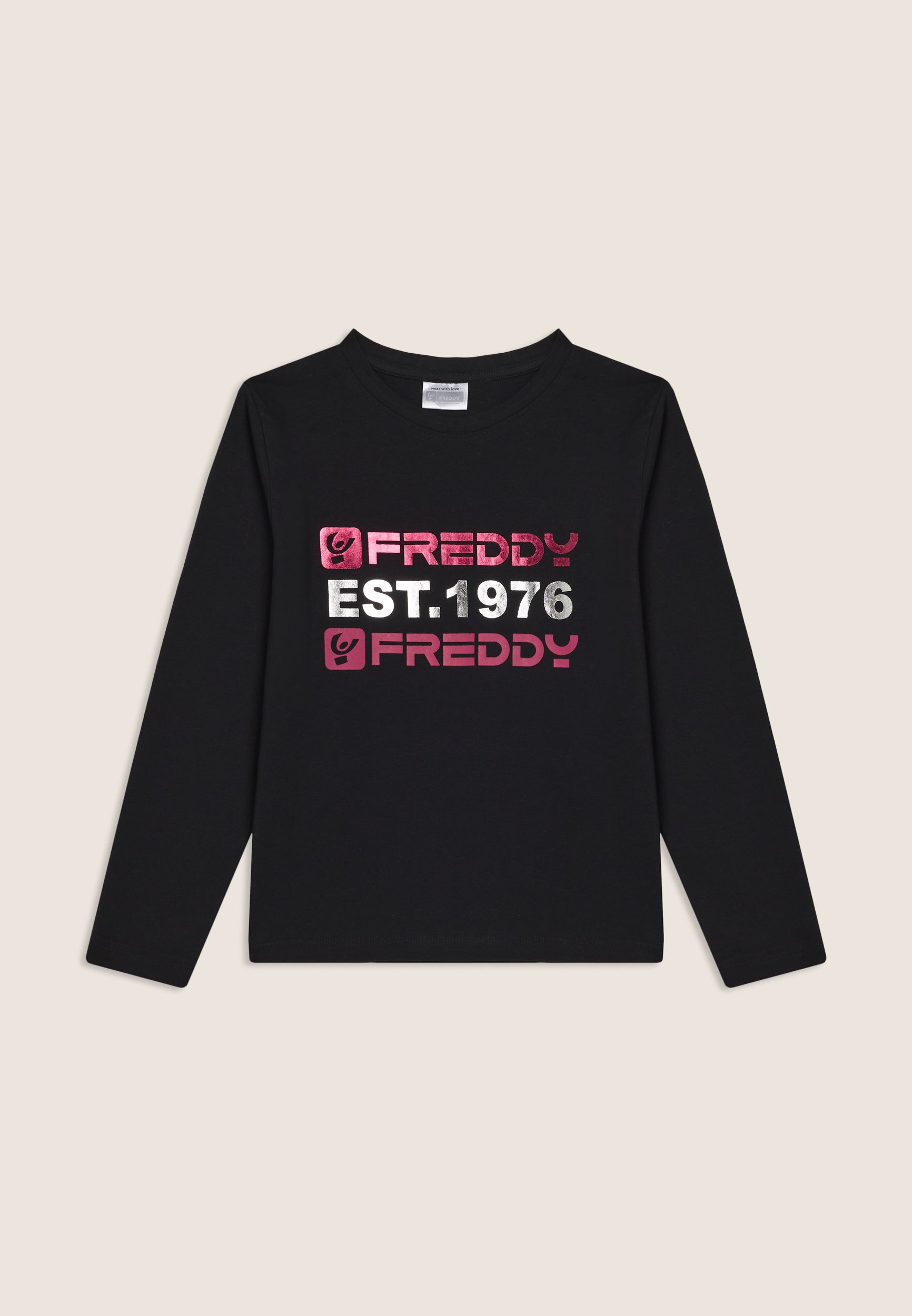 freddy-t-shirt-junior-manica-lunga-cotone-grafica-metallizzata-est-1976 image 1