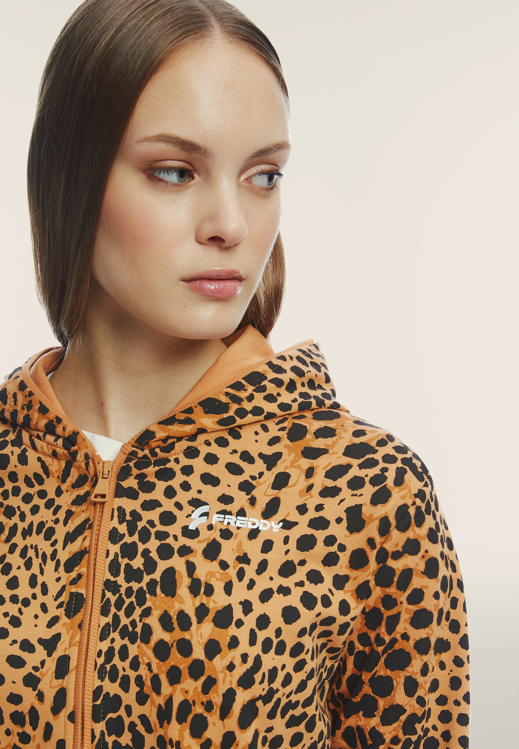 freddy-felpa-cropped-con-zip-e-cappuccio-animalier-regular-fit image 5