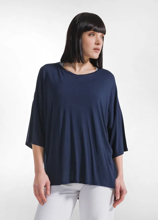 deha-t-shirt-yoga-oversize-tinta-unita-blu image 1