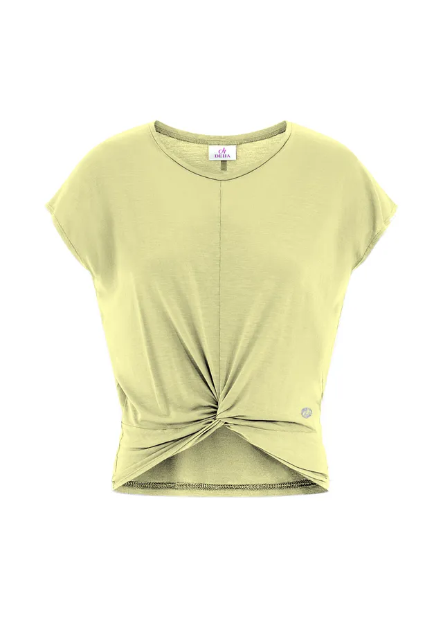 deha-t-shirt-viscosa-con-nodo-giallo-manica-aleta image 1