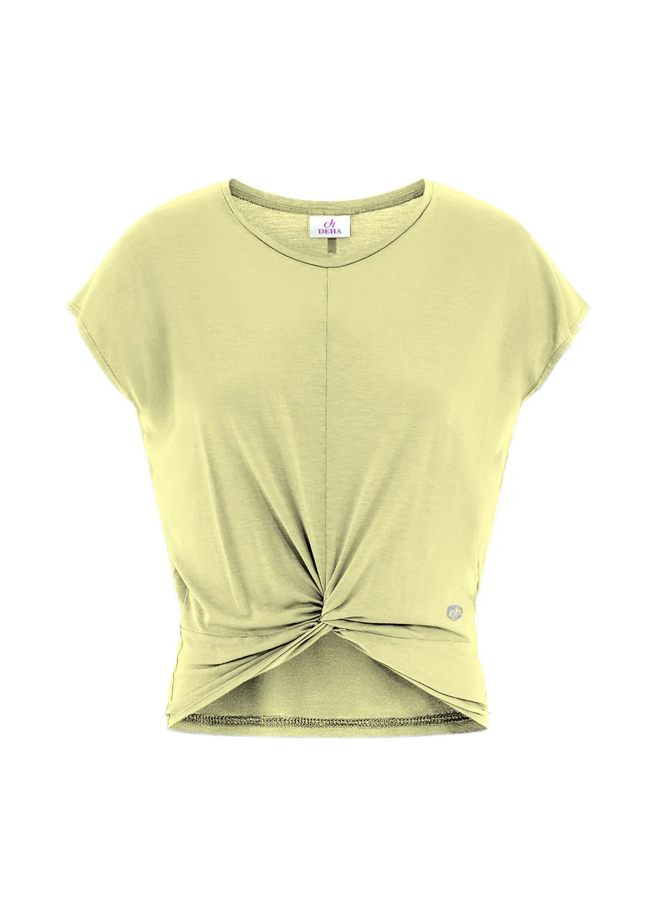 deha-t-shirt-viscosa-con-nodo-giallo-manica-aleta image 1