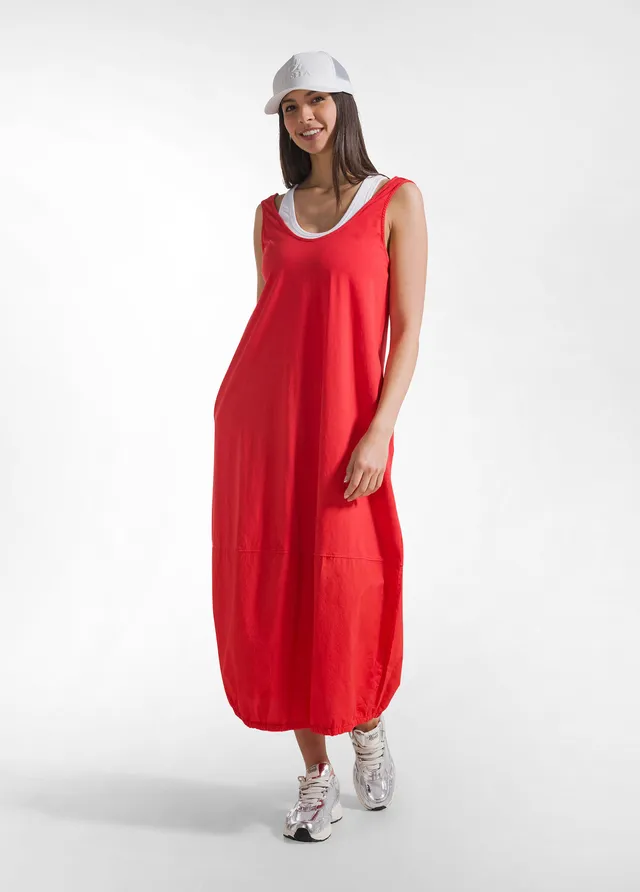 deha-abito-maxi-in-popeline-effetto-parachute-rosso image 1