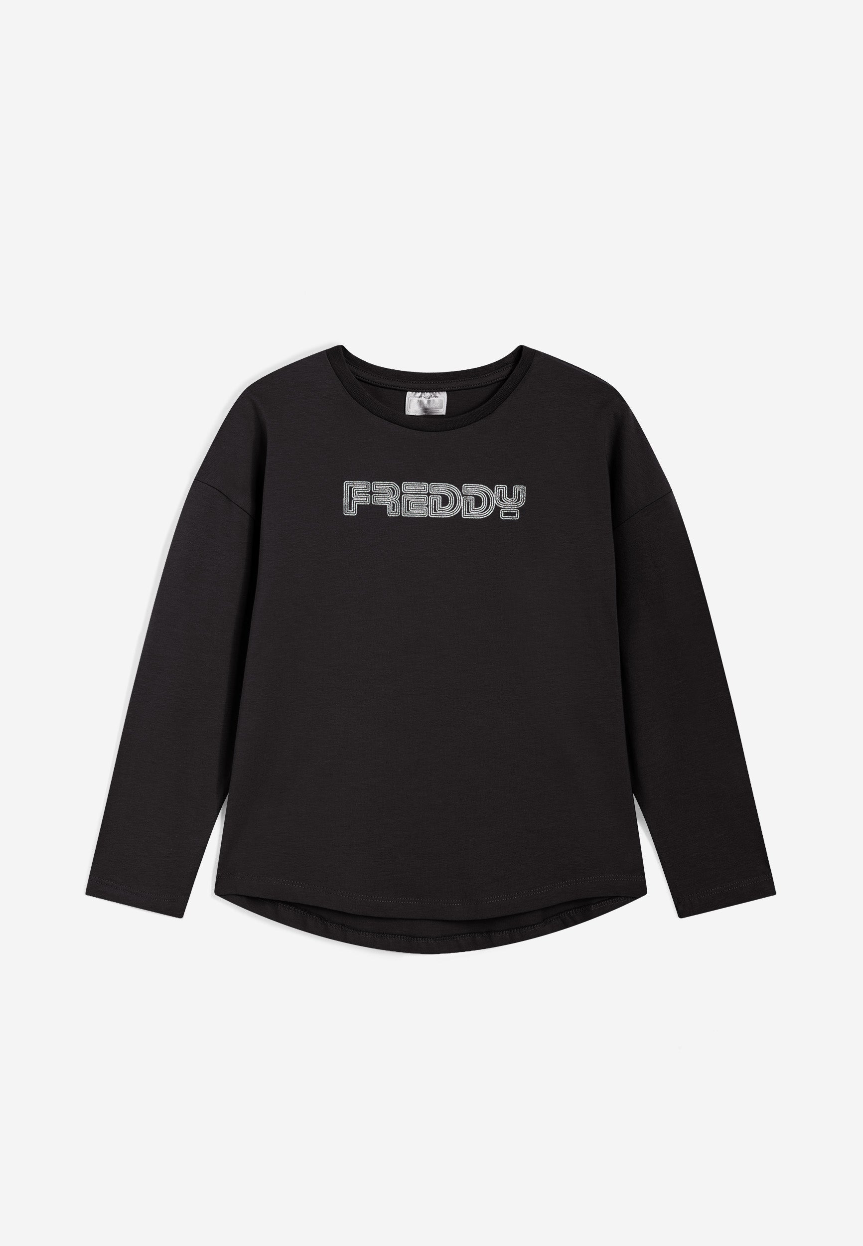 freddy-wr-up-t-shirt-manica-lunga-bambina-ragazza-con-logo-argentato image 1