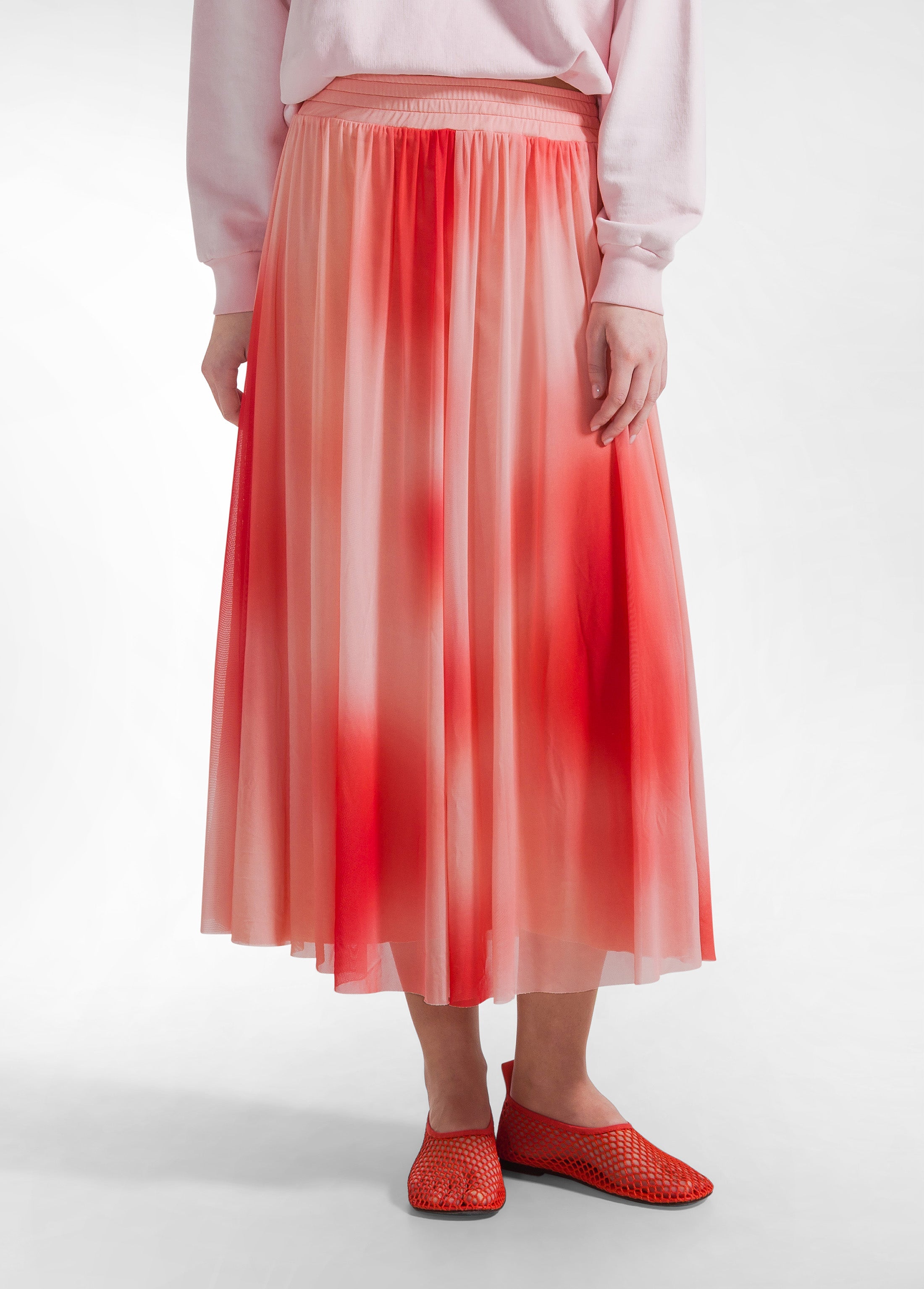 deha-gonna-plissettata-in-tulle-allover-rosso image 2