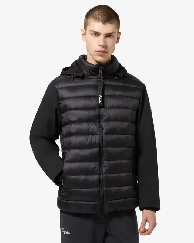 australian-bi-material-jacket-giubbotto-uomo-nero-con-cappuccio image 1