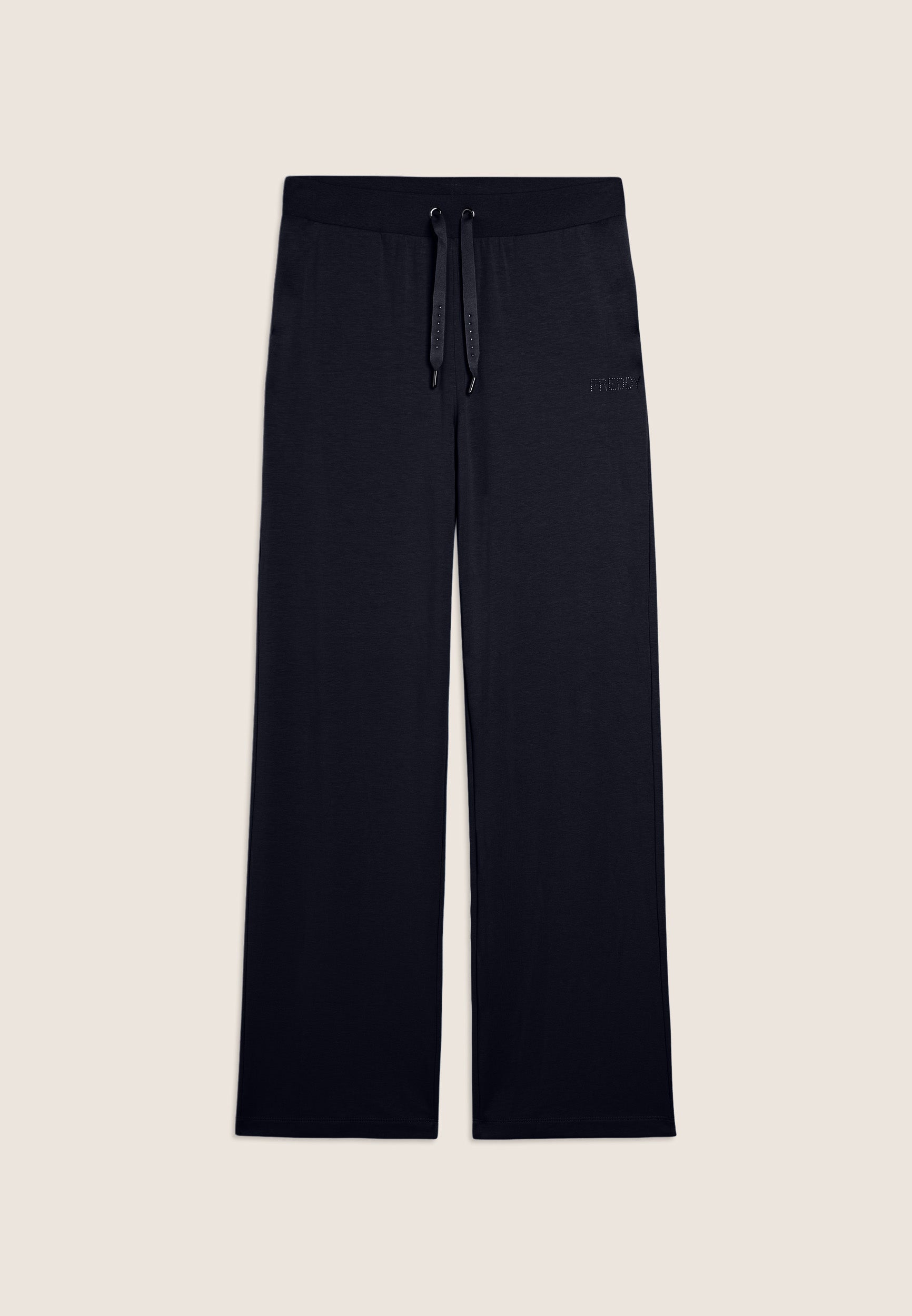 freddy-pantaloni-sportivi-wide-leg-con-strass-in-french-terry image 7