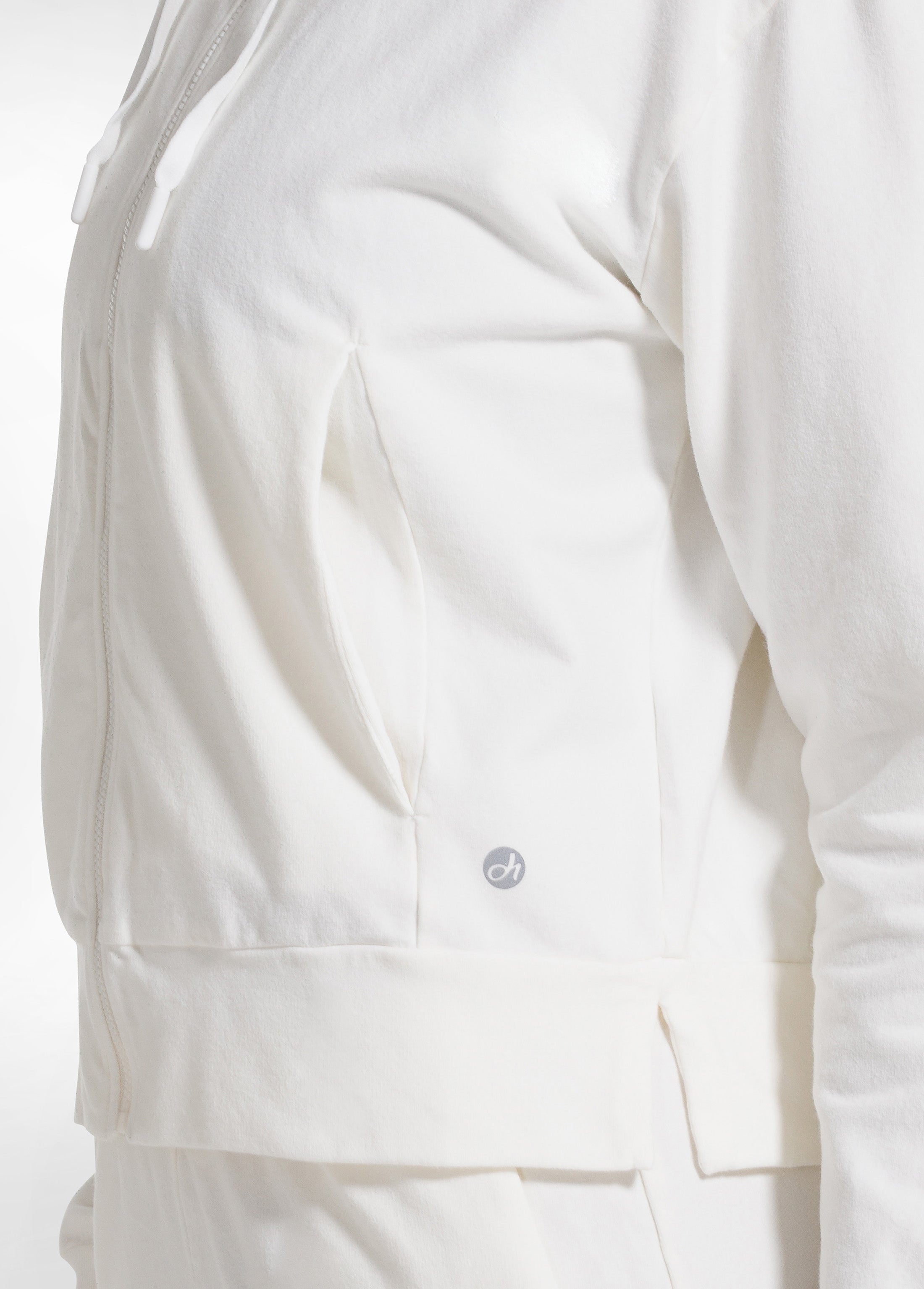 deha-felpa-con-zip-e-cappuccio-in-cotone-stretch-bianca image 3