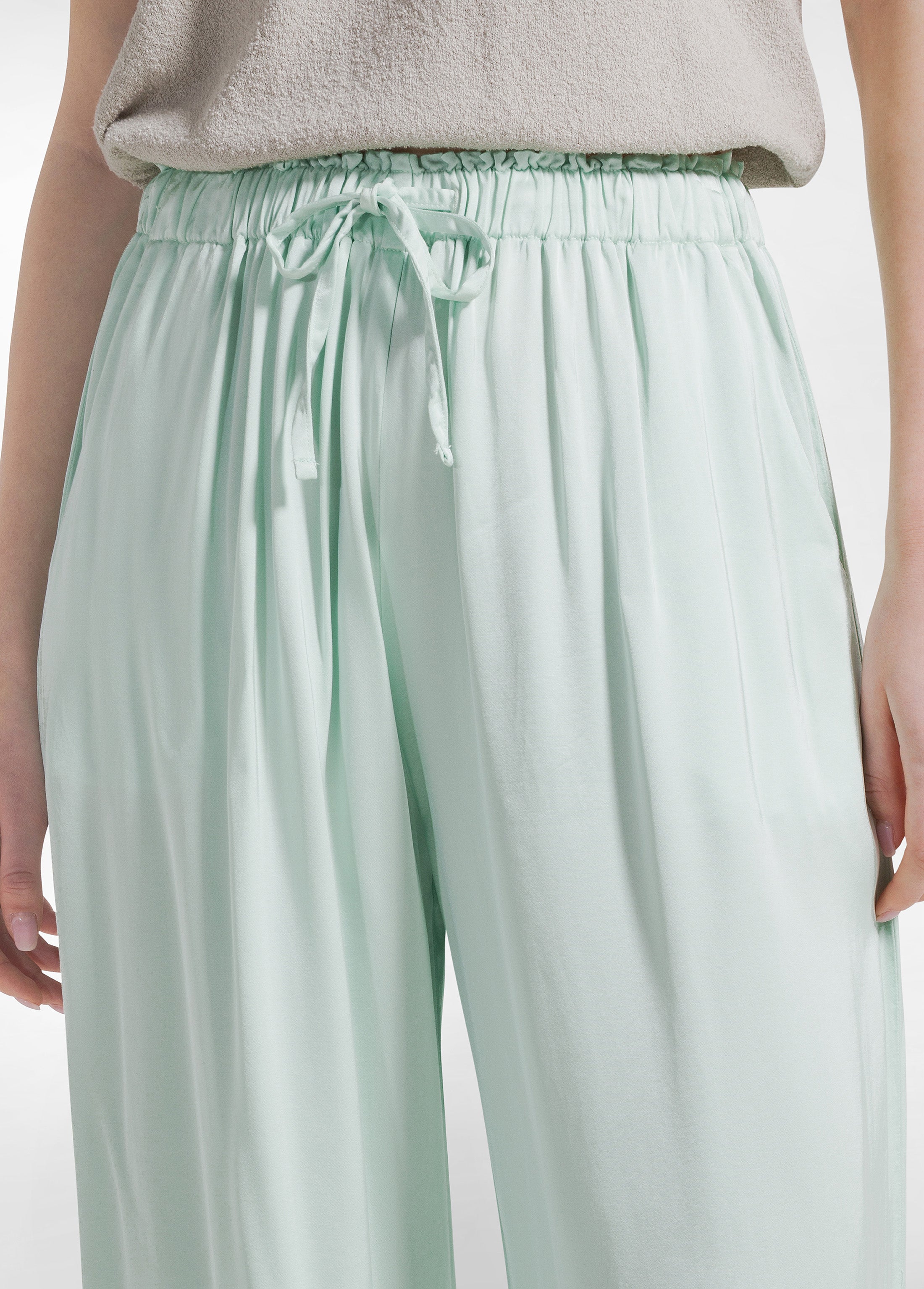deha-pantaloni-palazzo-in-satin-di-viscosa-verde-2 image 4