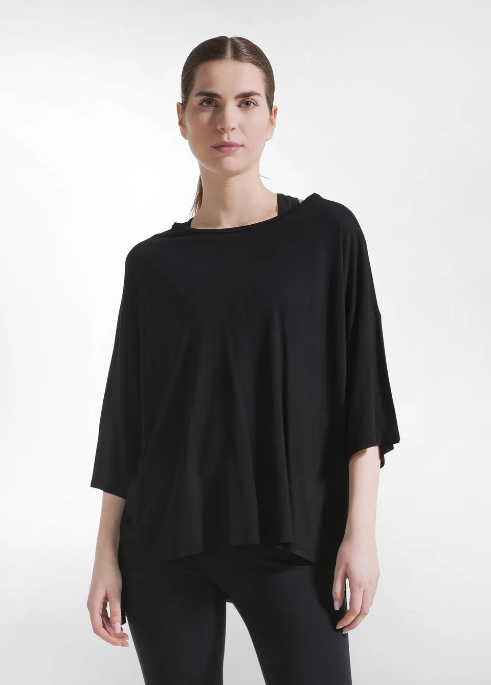 deha-t-shirt-yoga-oversize-tinta-unita-nera image 1