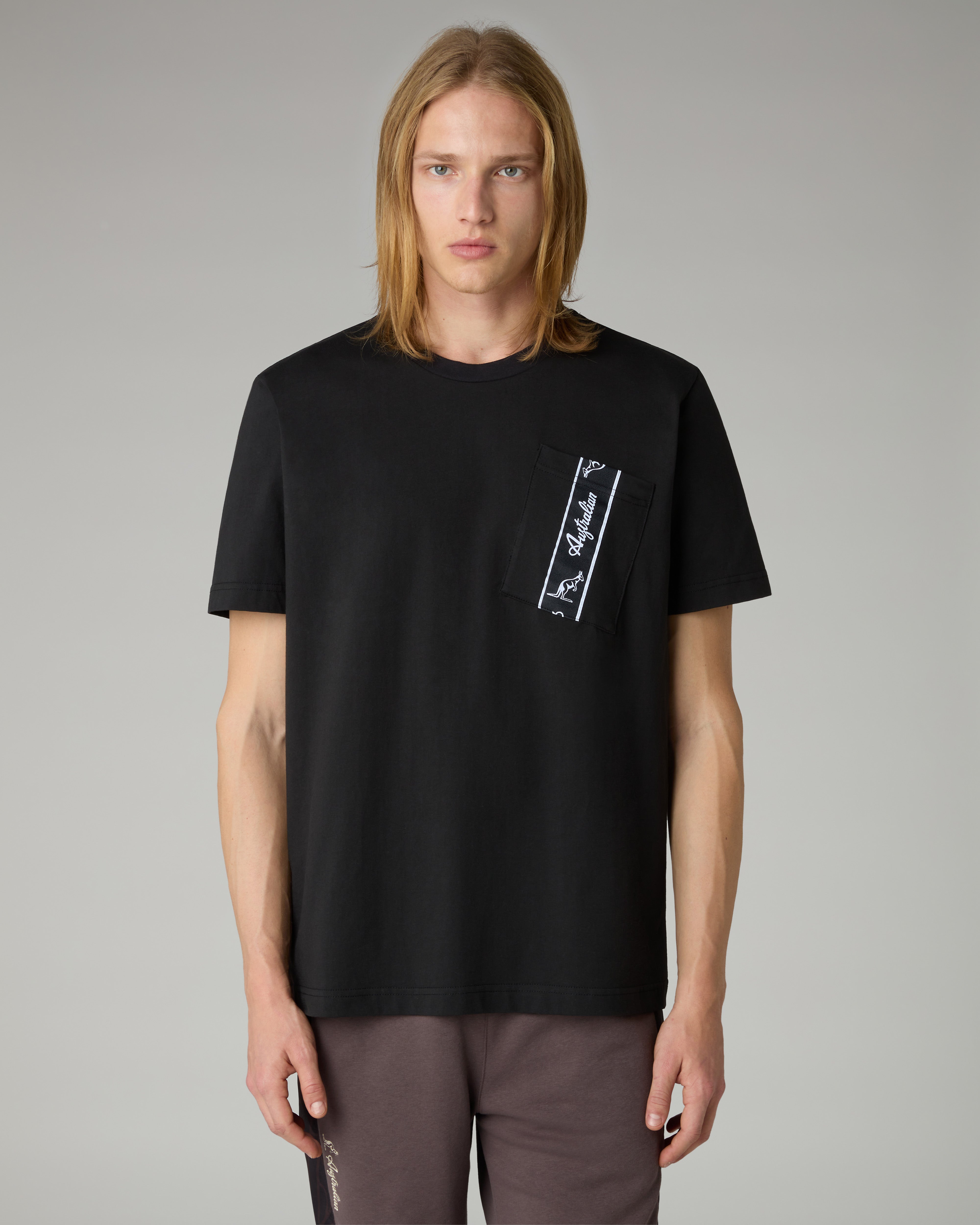 australian-pocket-t-shirt-t-shirt-cotone-nera-con-tasca image 1