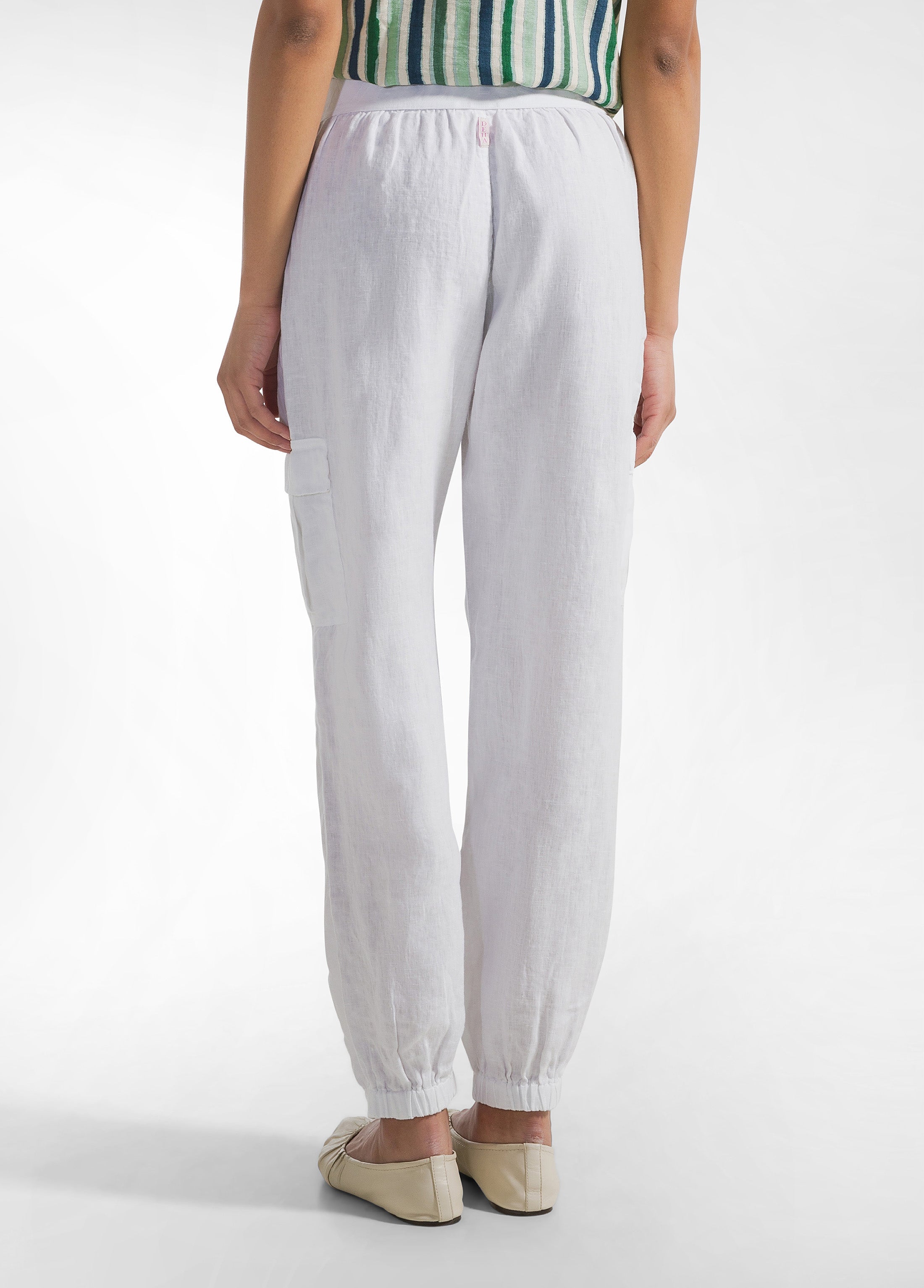 deha-pantalone-cargo-in-lino-bianco-con-elastico image 3
