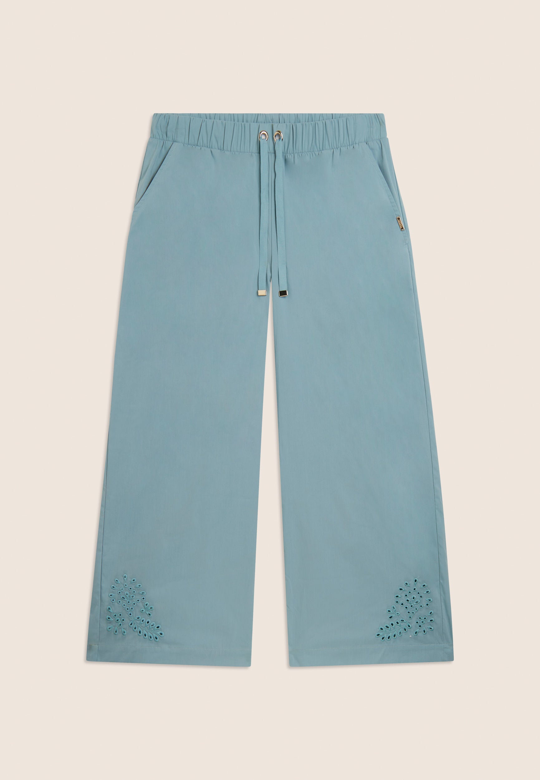 freddy-pantaloni-cropped-wide-leg-con-ricamo-floreale-sangallo image 5