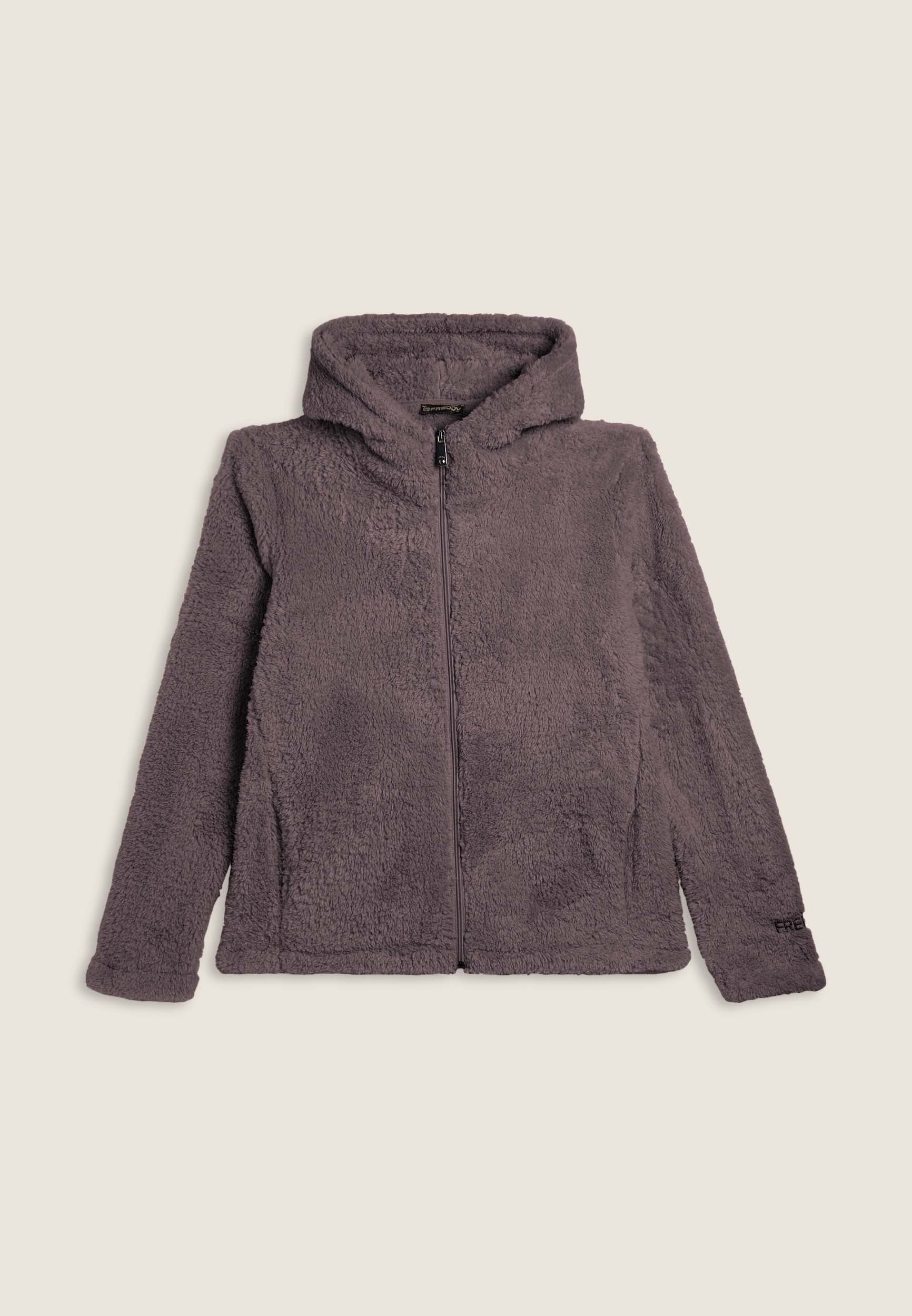 freddy-felpa-donna-in-pile-sherpa-con-cappuccio-e-zip image 8