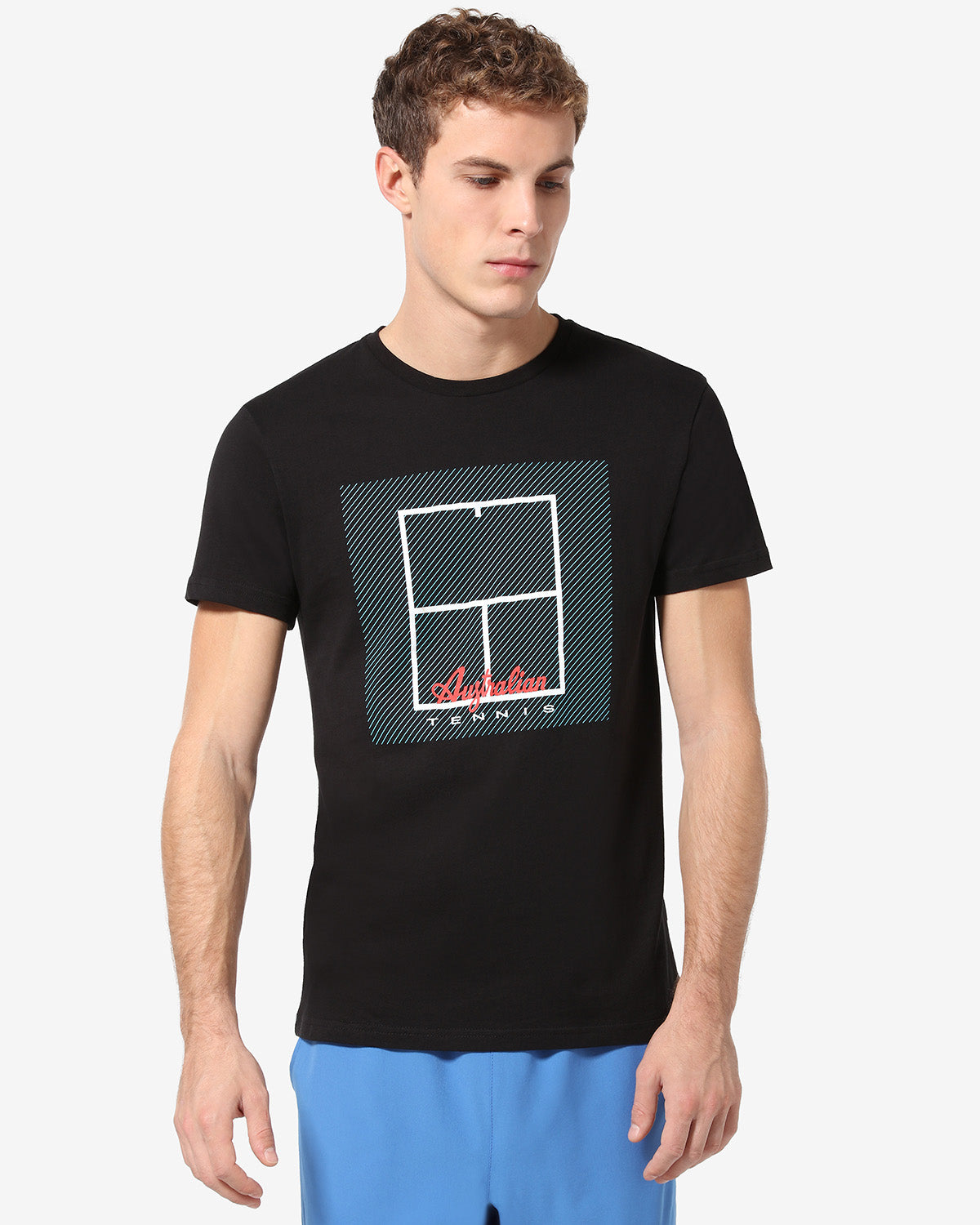 australian-tennis-court-t-shirt-maglietta-cotone-nera image 1