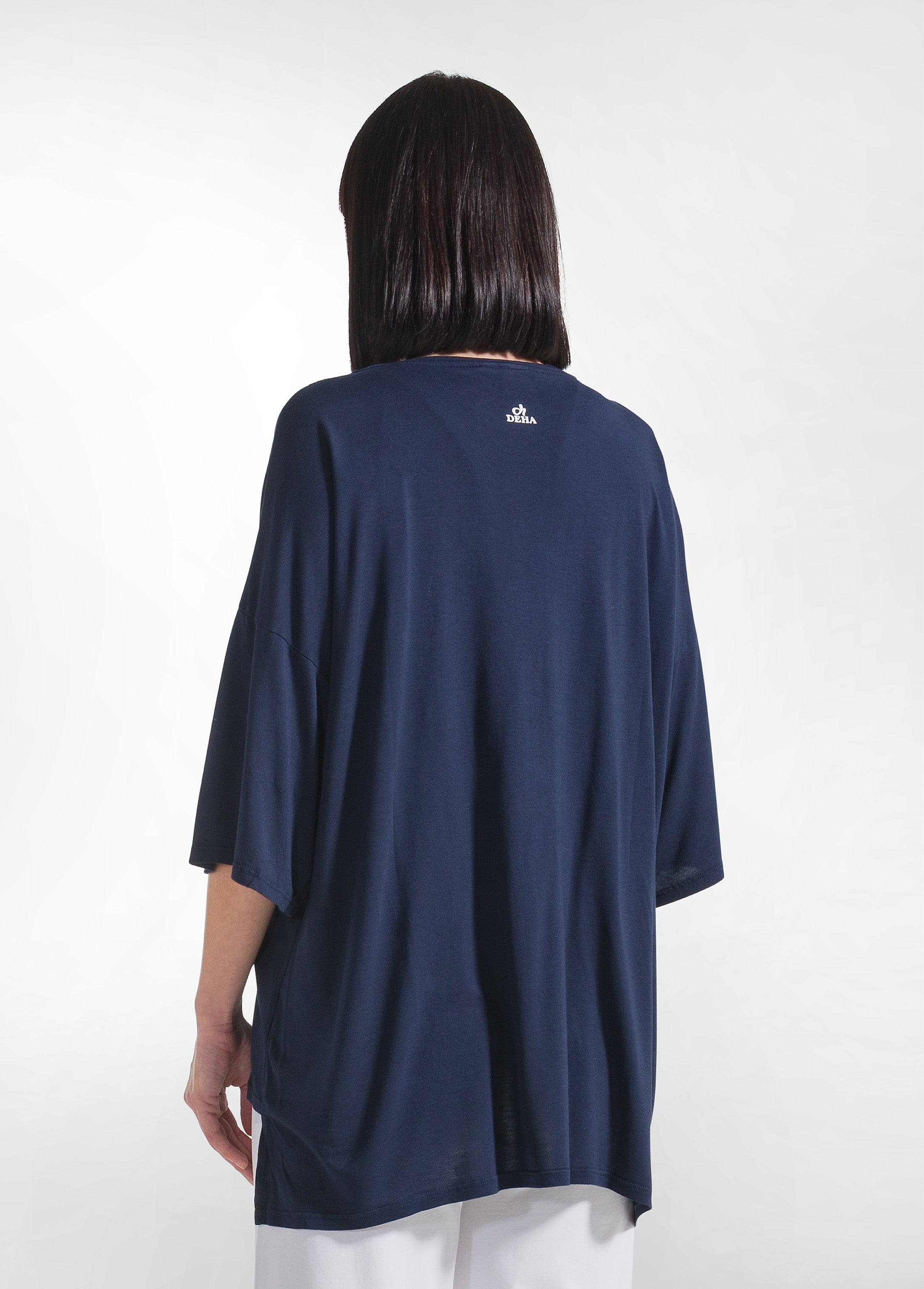 deha-t-shirt-yoga-oversize-tinta-unita-blu image 2