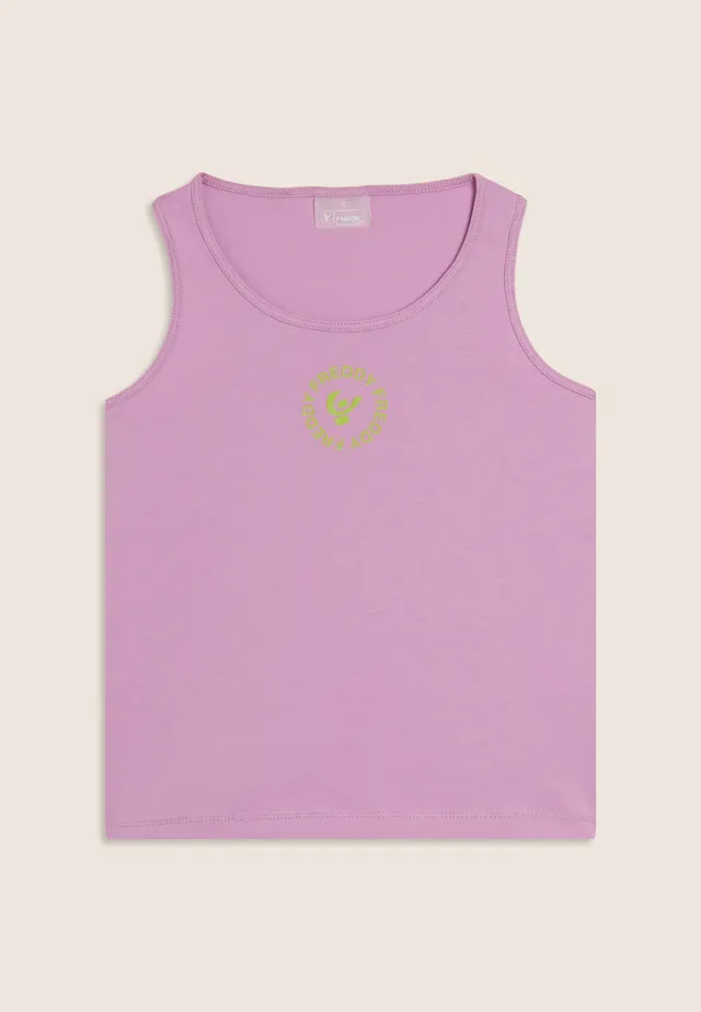 canotta-girocollo-freddy-con-logo-top-sportivo-donna-regular-fit-in-cotone-elast image 1