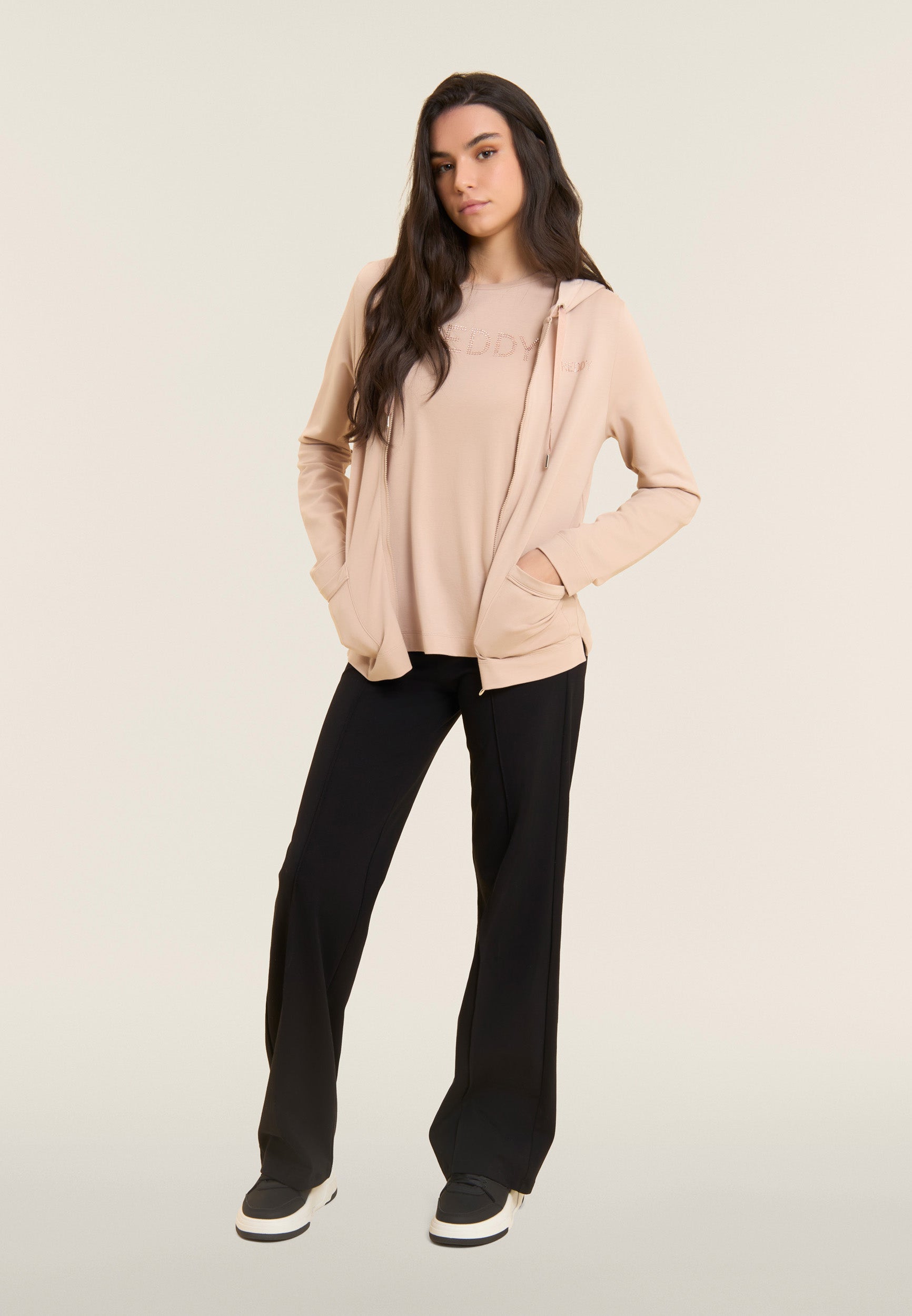 freddy-felpa-cappuccio-zip-regular-con-strass-e-inserto-effetto-seta image 2