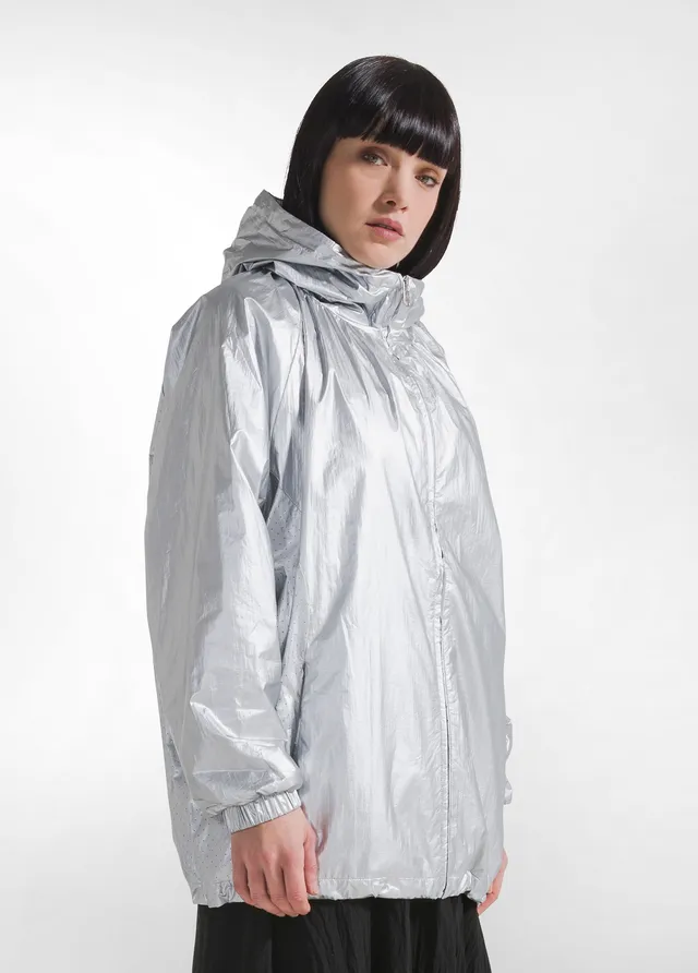 deha-d42432-giacca-sportiva-con-cappuccio-nylon-metallizzato-grigio image 1