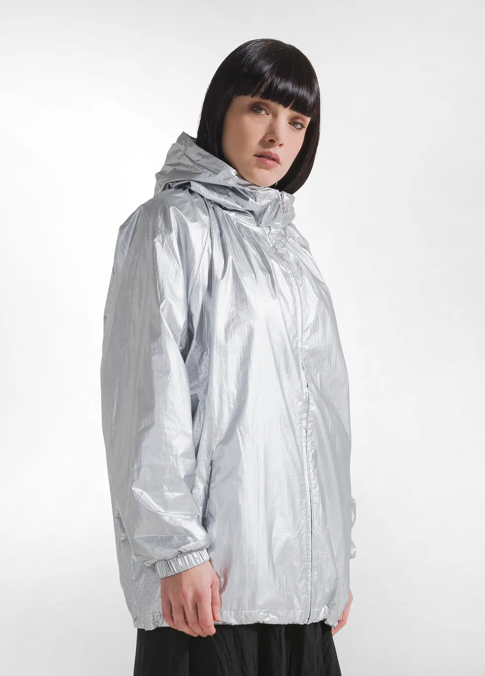 deha-d42432-giacca-sportiva-con-cappuccio-nylon-metallizzato-grigio image 1