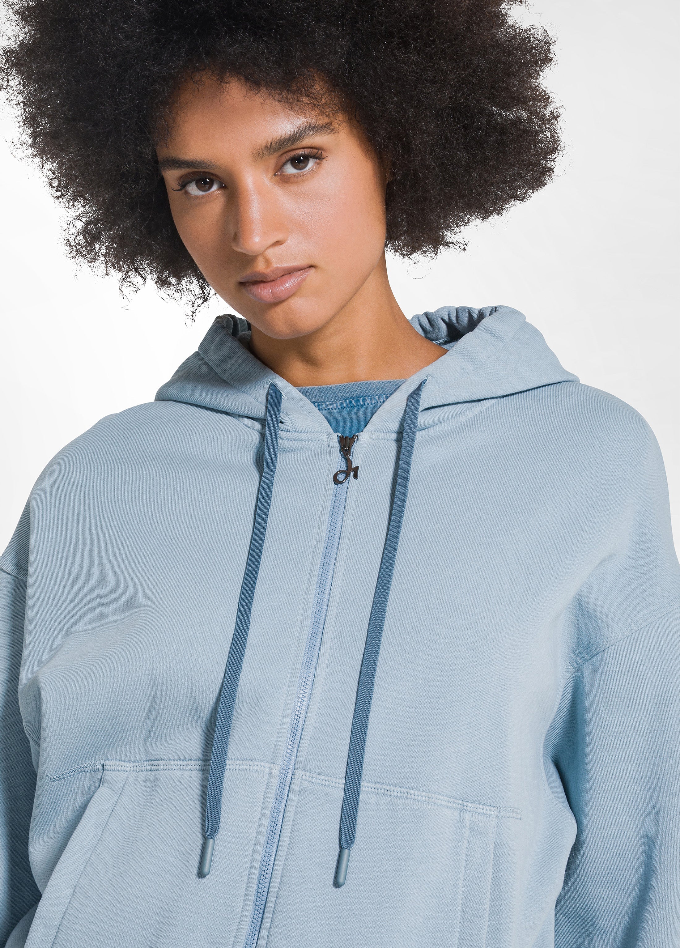 deha-d52142-felpa-in-cotone-organico-con-zip-e-cappuccio-blu image 3