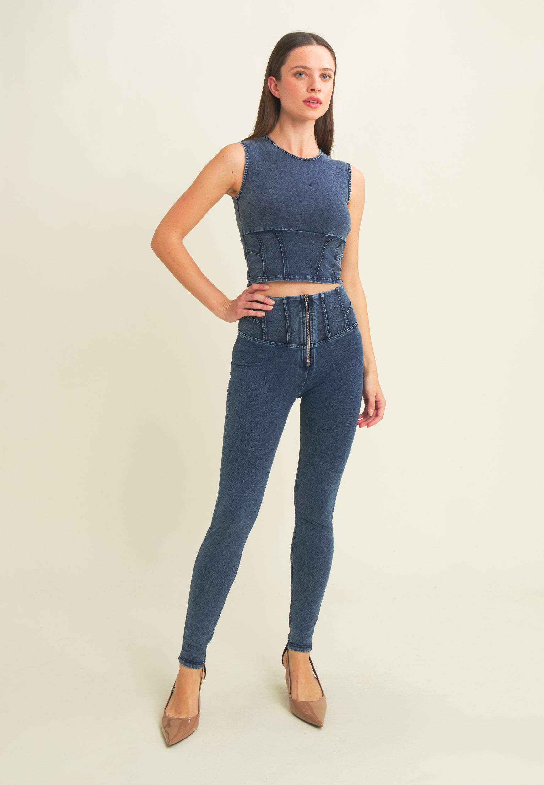 freddy-wr-up-pantaloni-superskinny-effetto-denim-vita-alta image 2