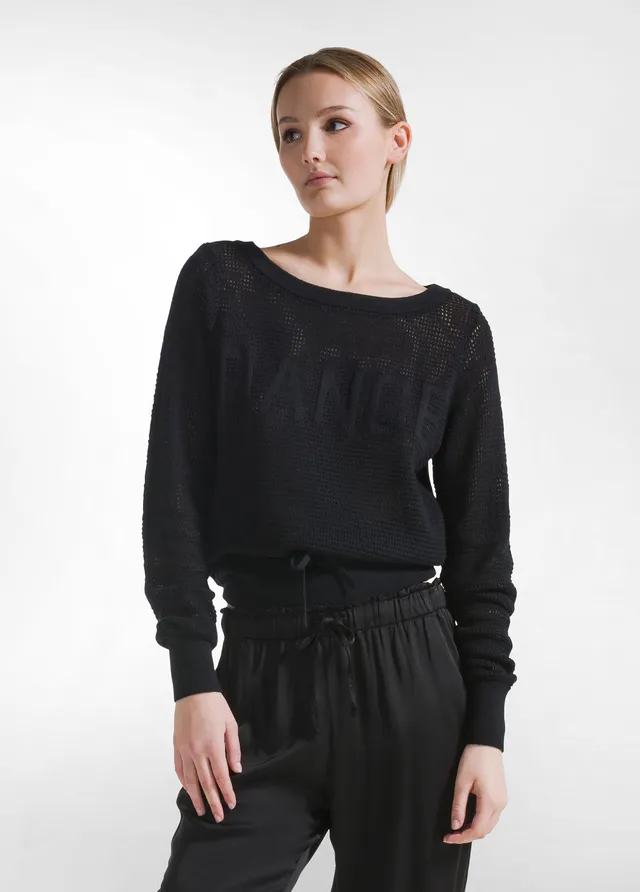 deha-maglia-in-cotone-effetto-rete-nero image 1