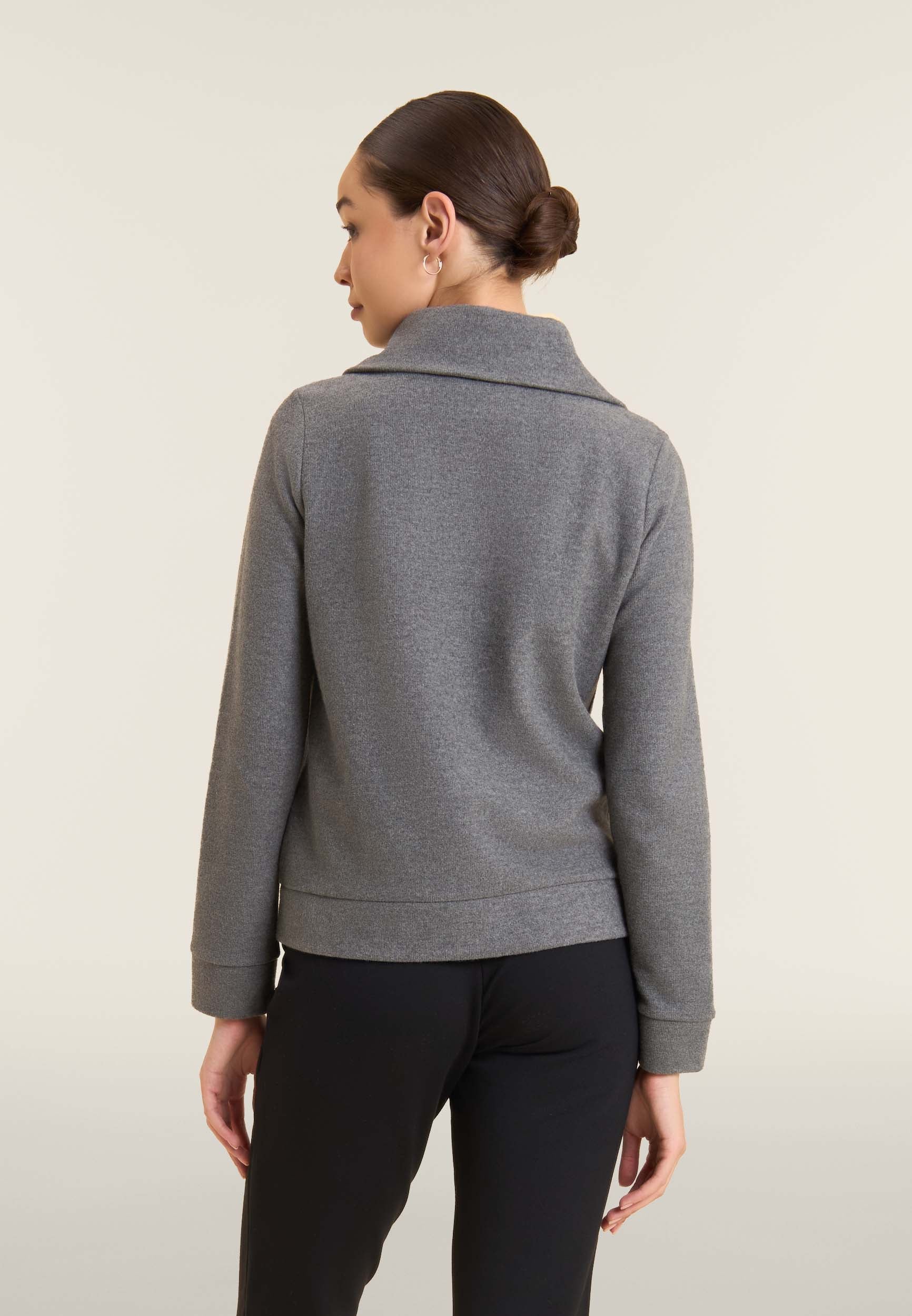freddy-felpa-donna-full-zip-collo-alto-effetto-tricot image 3
