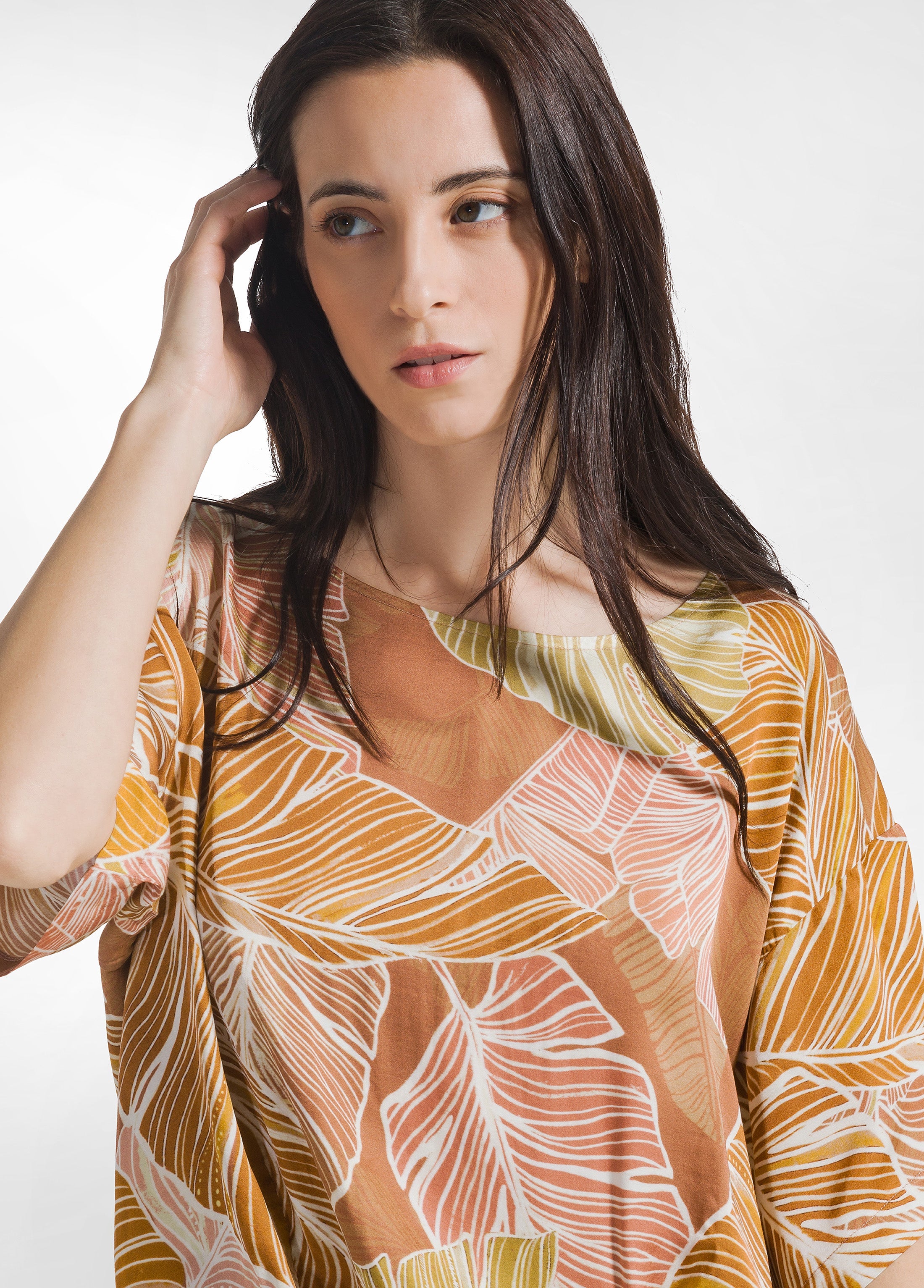 deha-blusa-in-raso-stampato-marrone-top-leisurewear-donna image 3