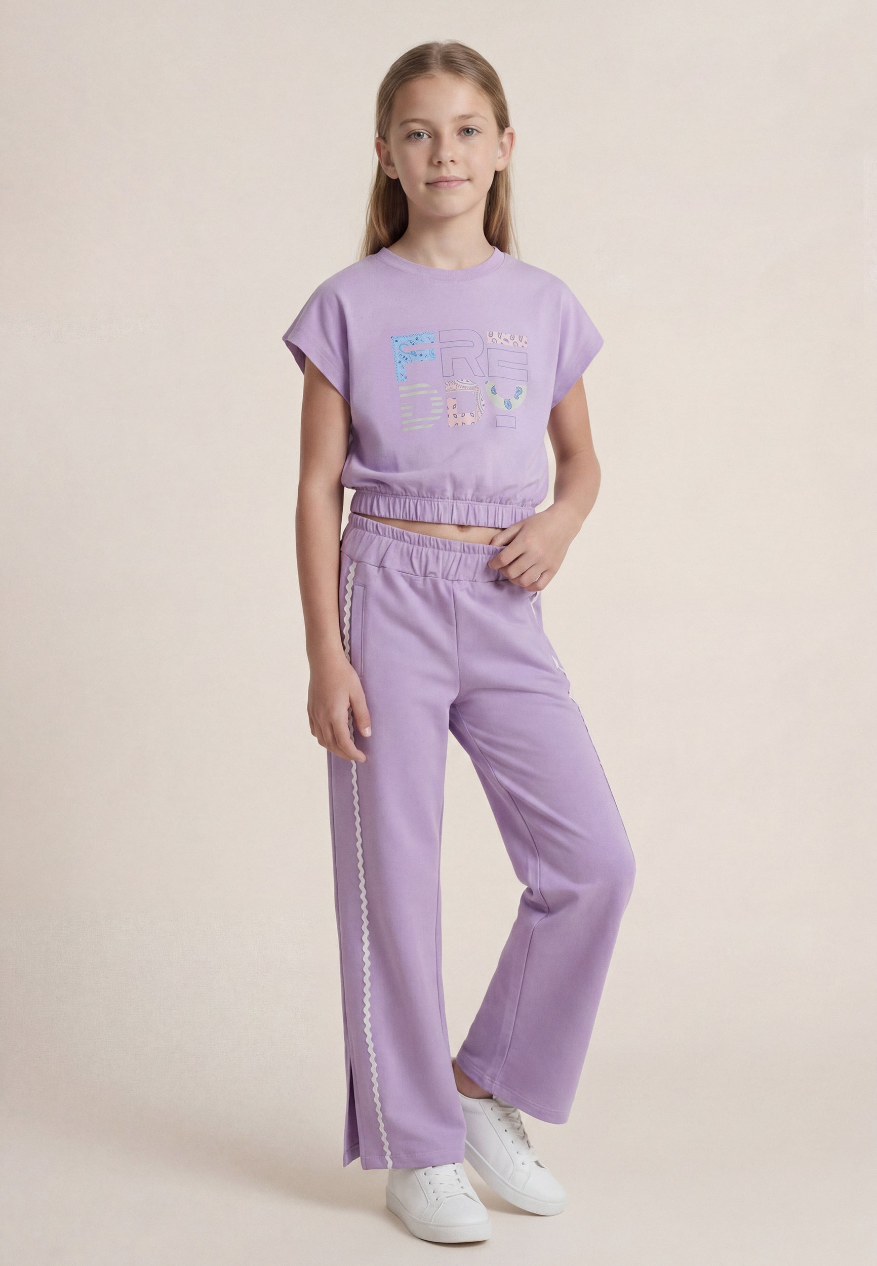 freddy-t-shirt-cropped-bambina-senza-maniche-con-logo-fantasia image 2