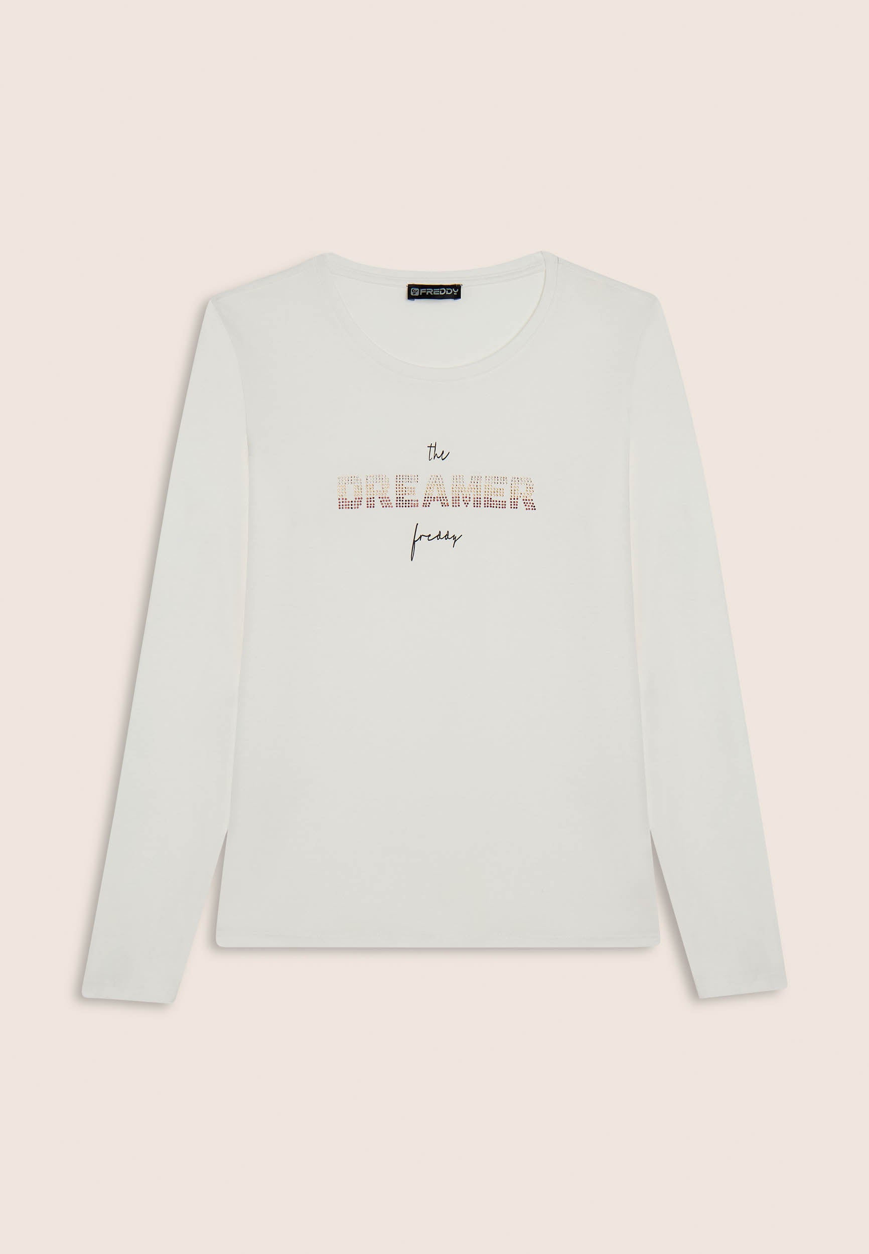 freddy-t-shirt-donna-maniche-lunghe-dreamer-in-strass-jersey-supima image 7