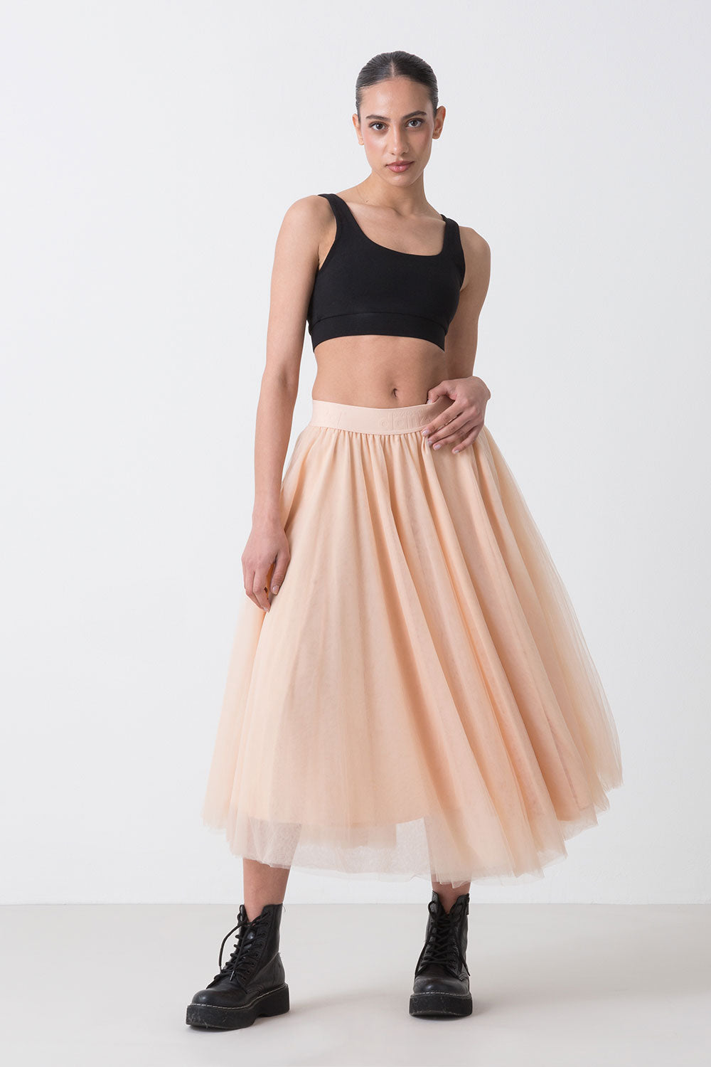 dimensione-danza-ballet-gonna-donna-in-tulle-con-elastico-jacquard-logato image 2
