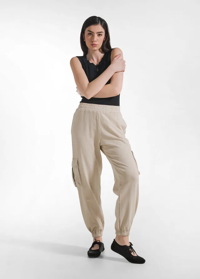 deha-pantalone-cargo-in-felpa-beige-cotone-organico image 1