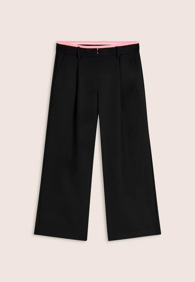 freddy-pantaloni-bambina-wide-leg-con-strass-e-righe-cotone-regular image 1
