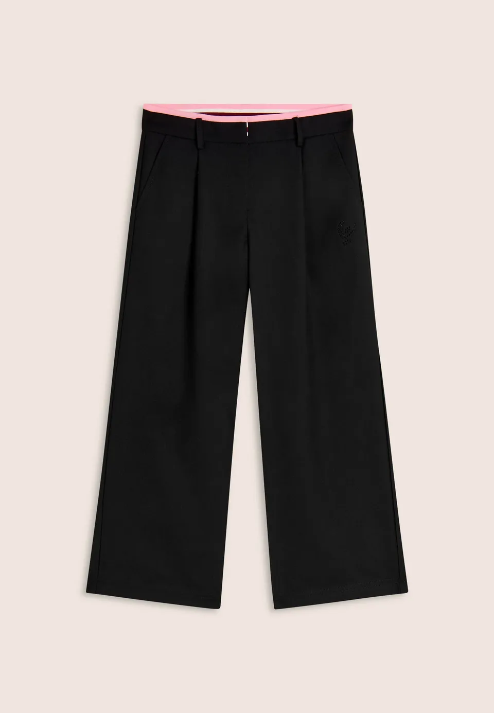 freddy-pantaloni-bambina-wide-leg-con-strass-e-righe-cotone-regular image 1