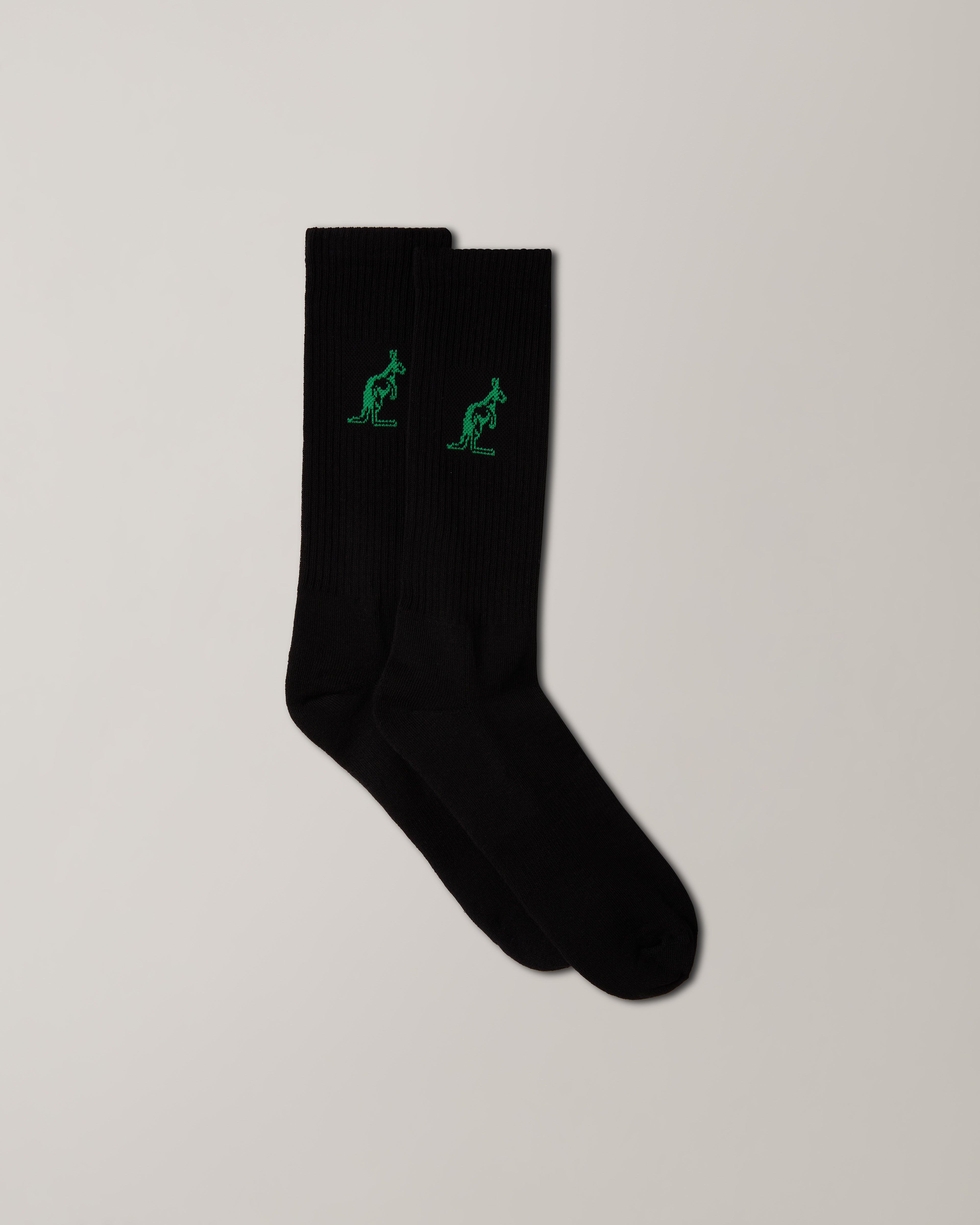 australian-cotton-socks-calze-tennis-nero-verde-kawasaky image 1