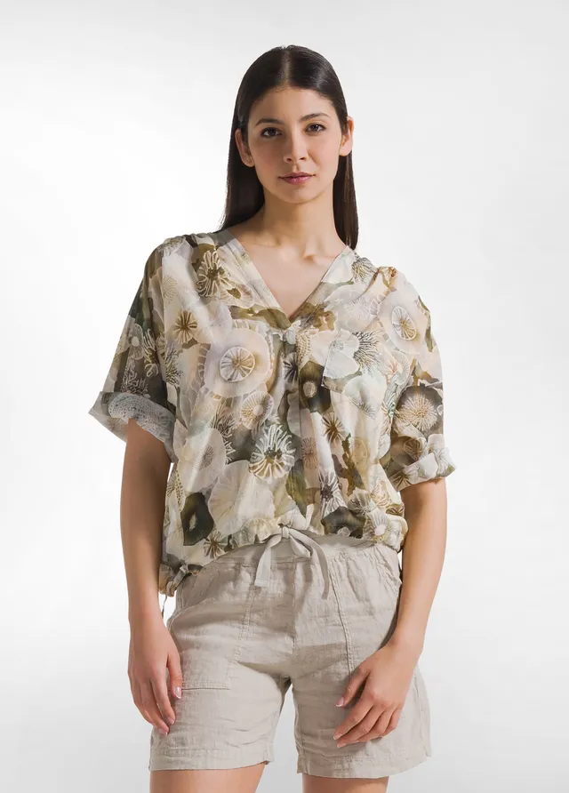 deha-d42532-blusa-all-over-in-mussola-di-cotone-verde image 1