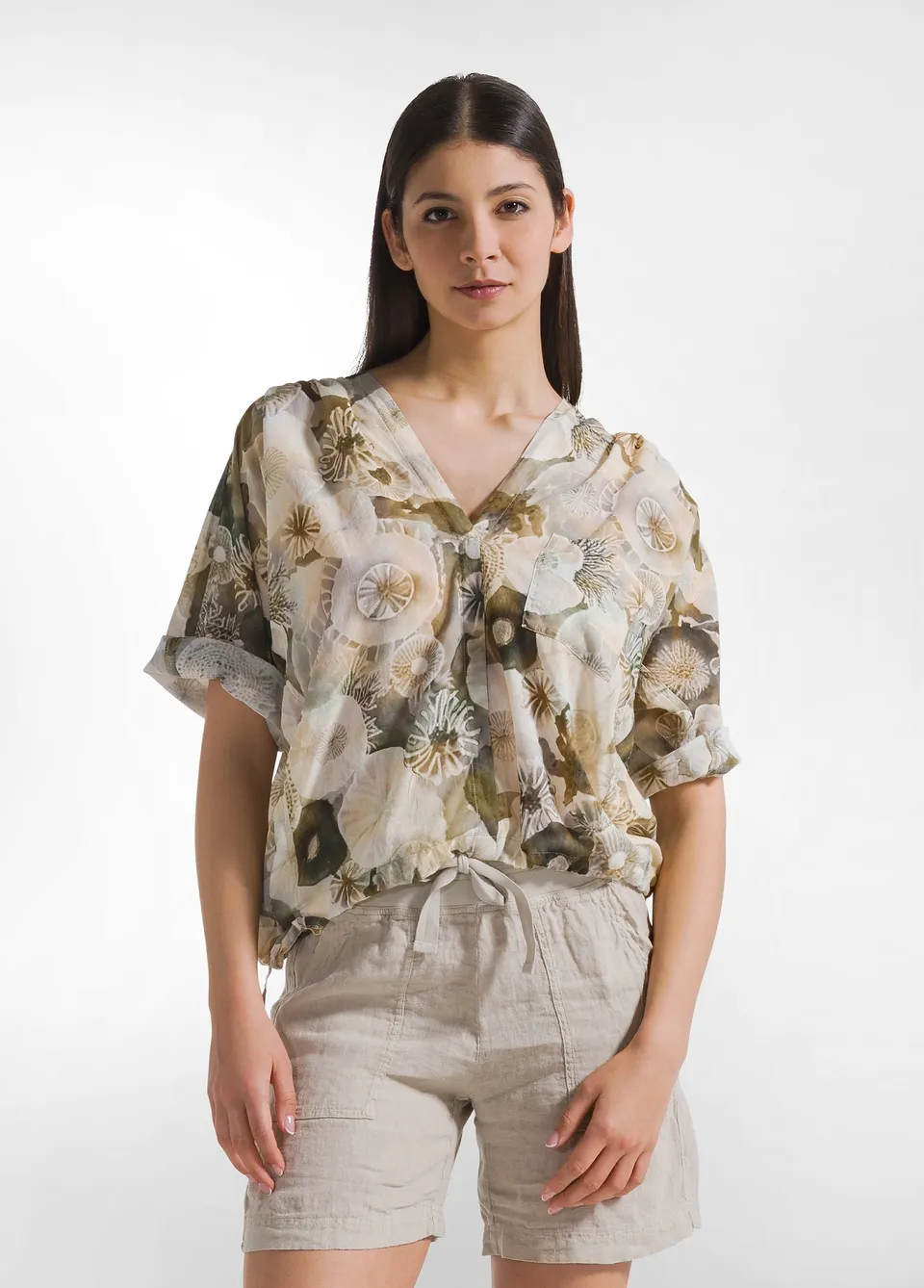deha-d42532-blusa-all-over-in-mussola-di-cotone-verde image 1