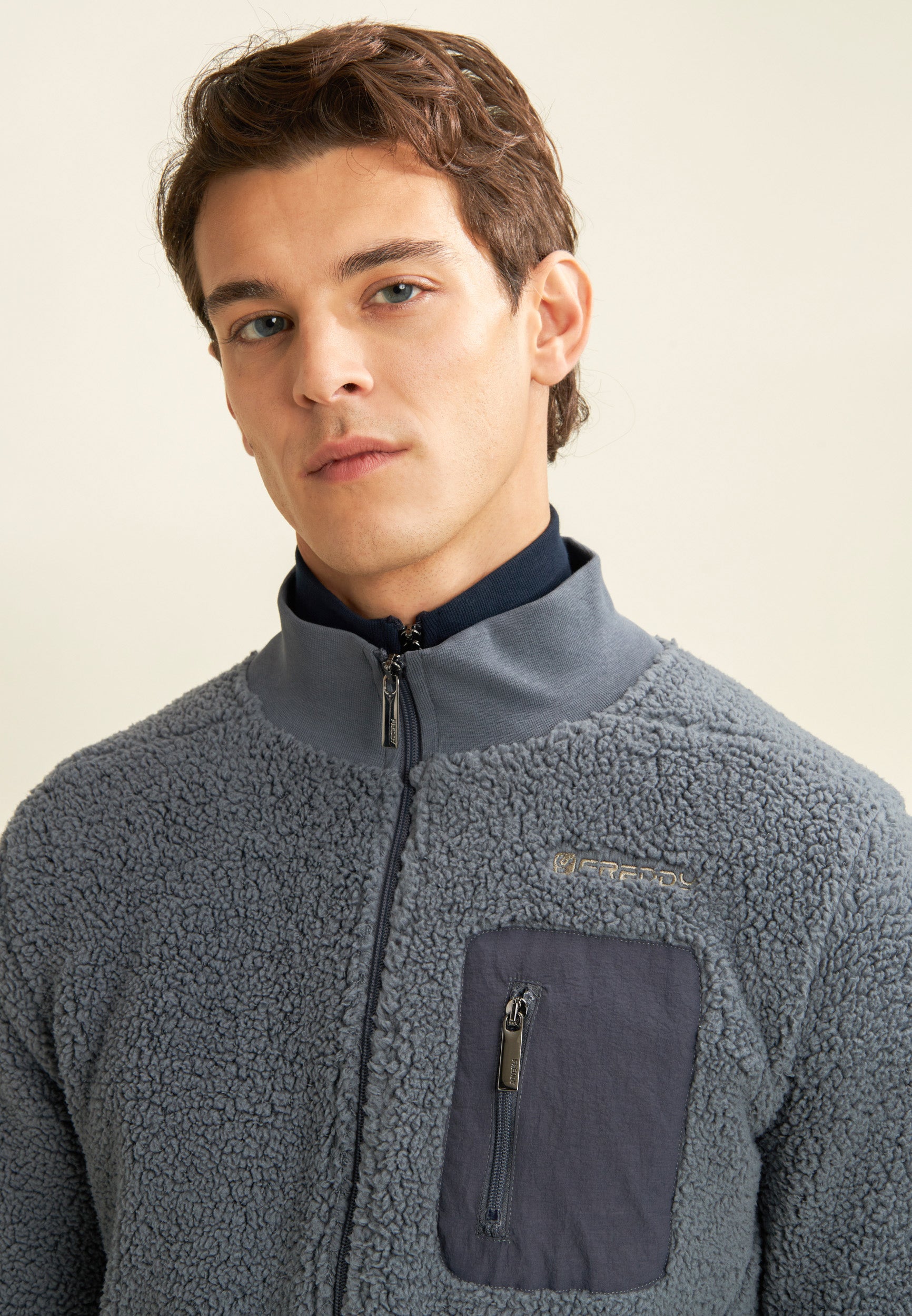 freddy-felpa-uomo-in-pile-sherpa-collo-alto-full-zip image 4