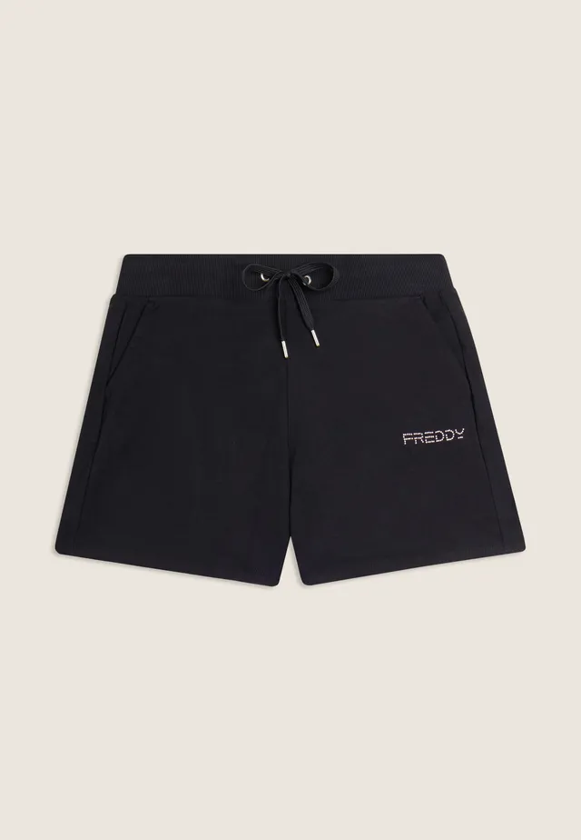 freddy-pantaloncini-sportivi-jersey-cotone-con-coulisse-e-logo-shorts-donna image 1