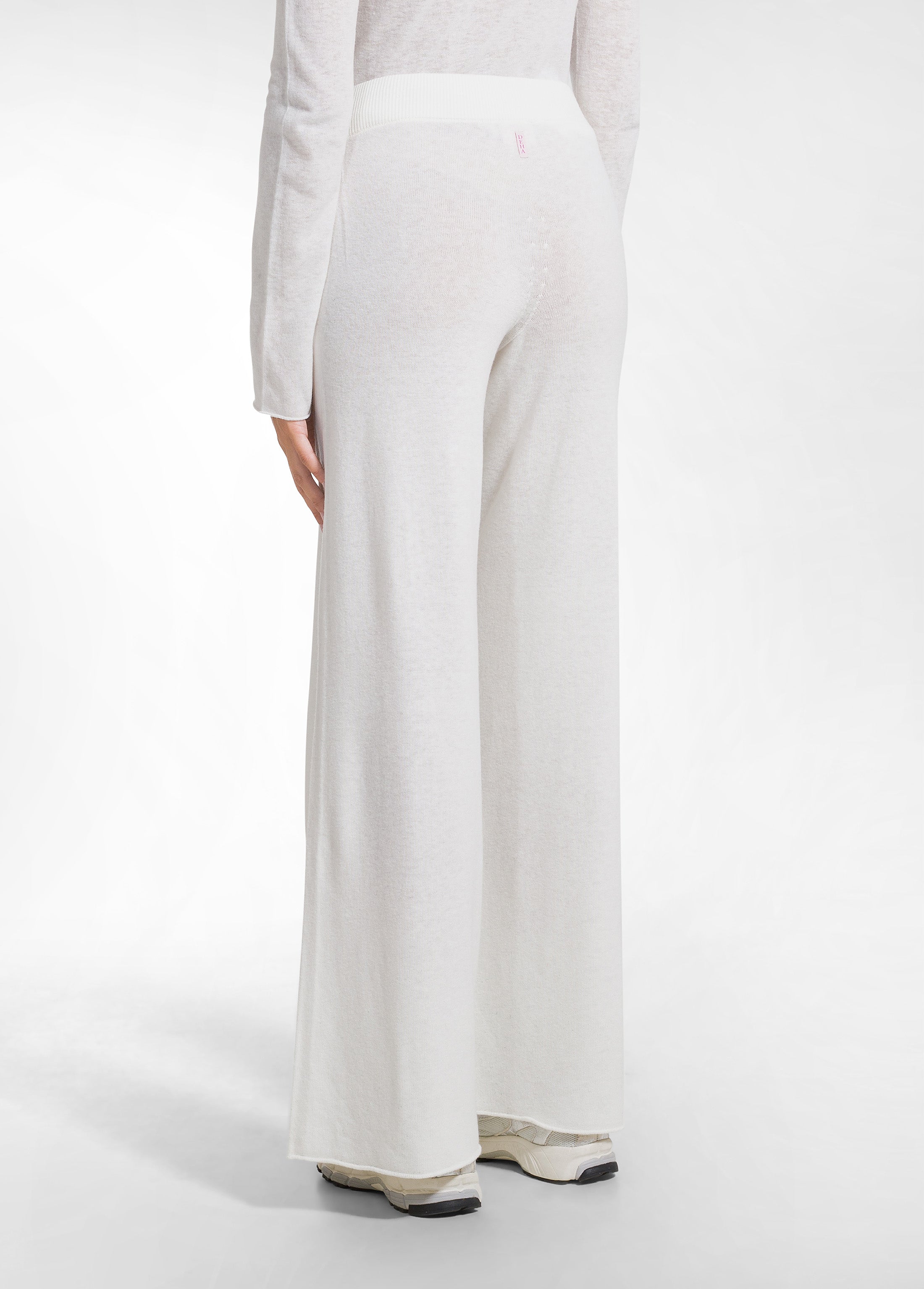 deha-pantaloni-in-lana-leggera-bianchi-gamba-ampia-d52716 image 3
