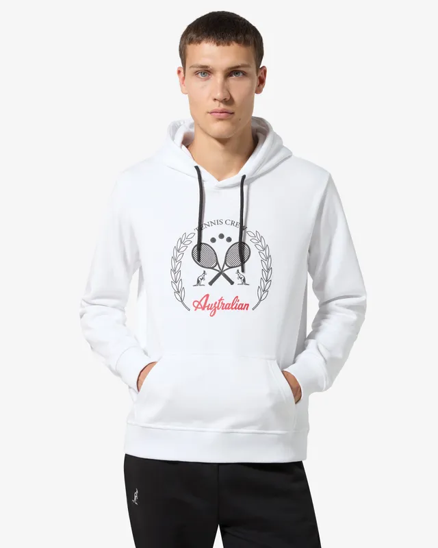 australian-tennis-crew-hoodie-felpa-con-cappuccio-bianco-cotone image 1