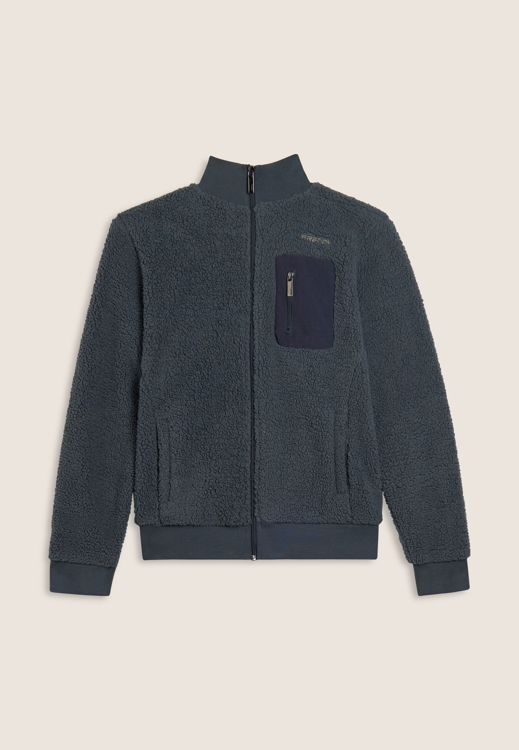 freddy-felpa-uomo-in-pile-sherpa-collo-alto-full-zip image 5