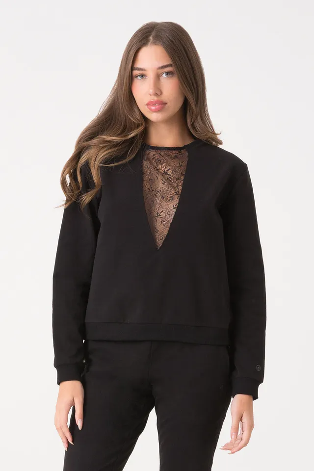 dimensione-danza-maglia-felpa-stretch-con-inserto-in-pizzo image 1