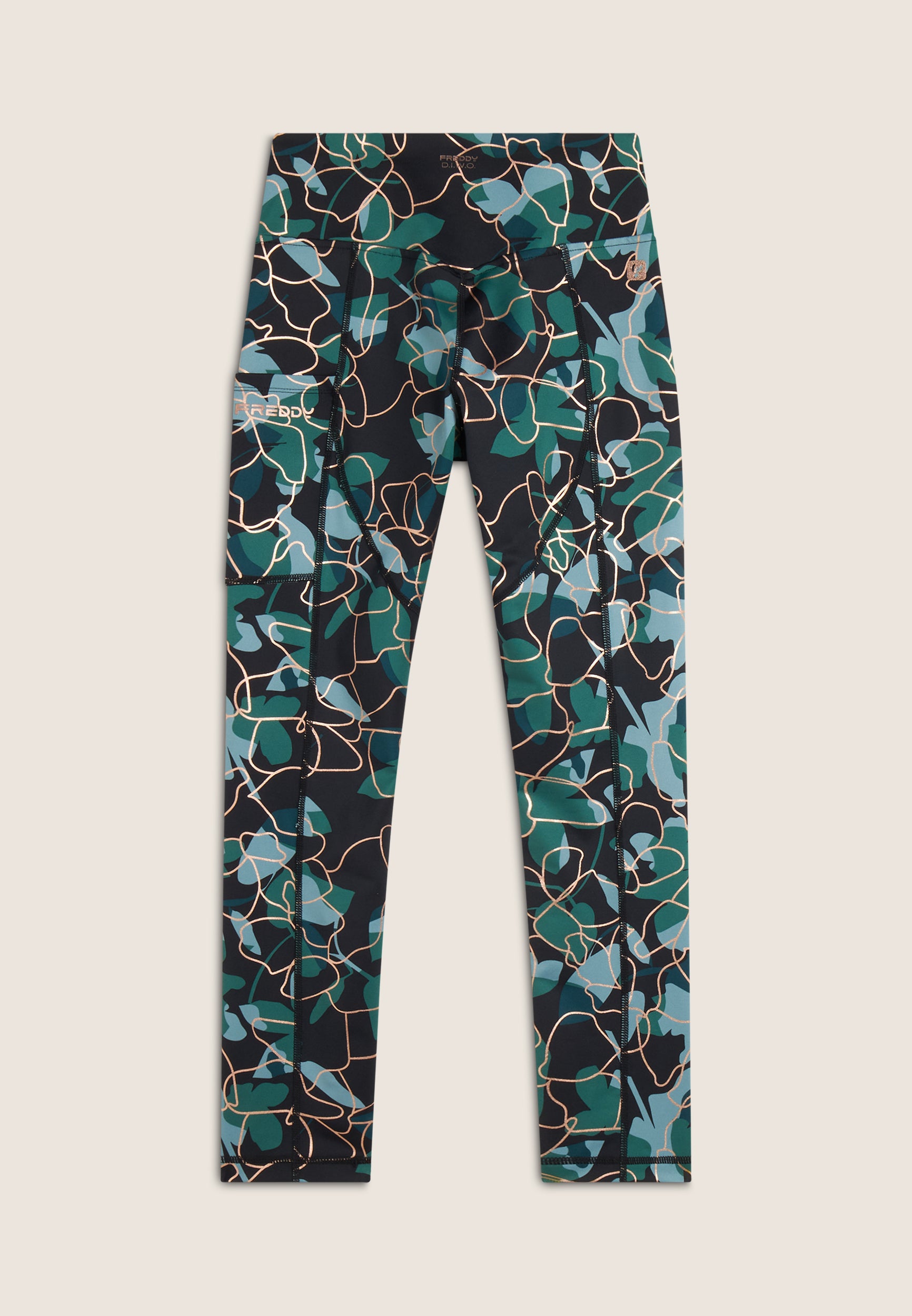 freddy-leggings-7-8-vita-alta-d-i-w-o-fantasia-floreale-bronze image 6