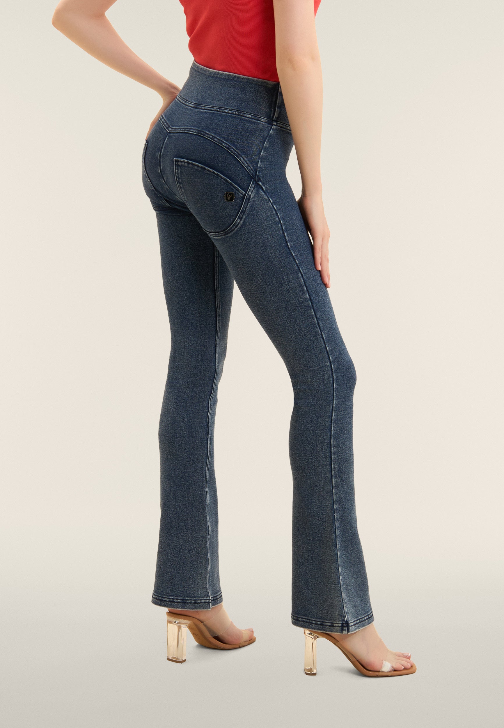 freddy-pantaloni-wr-up-mini-flare-satinati-vita-alta-con-nastri-skinny image 4