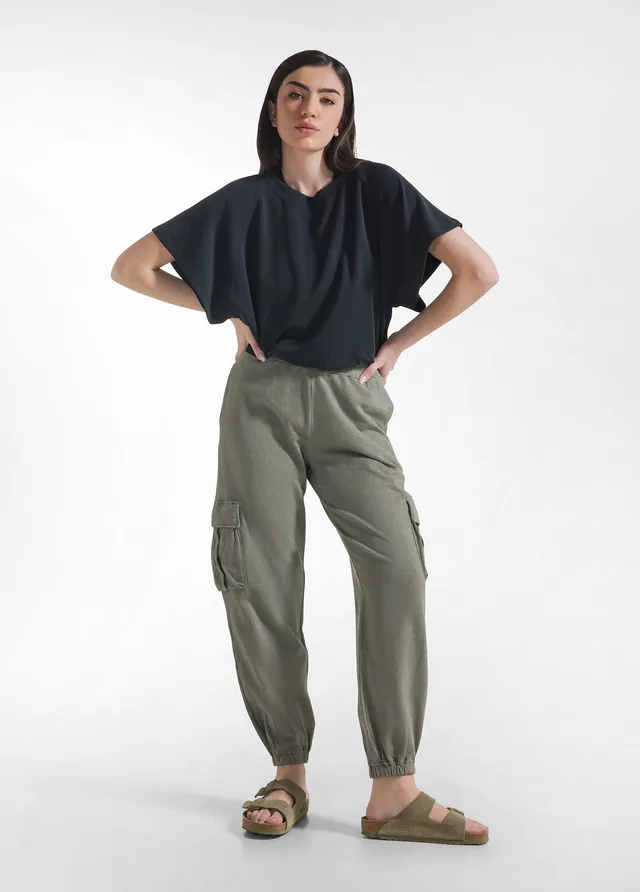 deha-pantalone-cargo-in-felpa-verde-pantalone-leisure-cotone-organico image 1