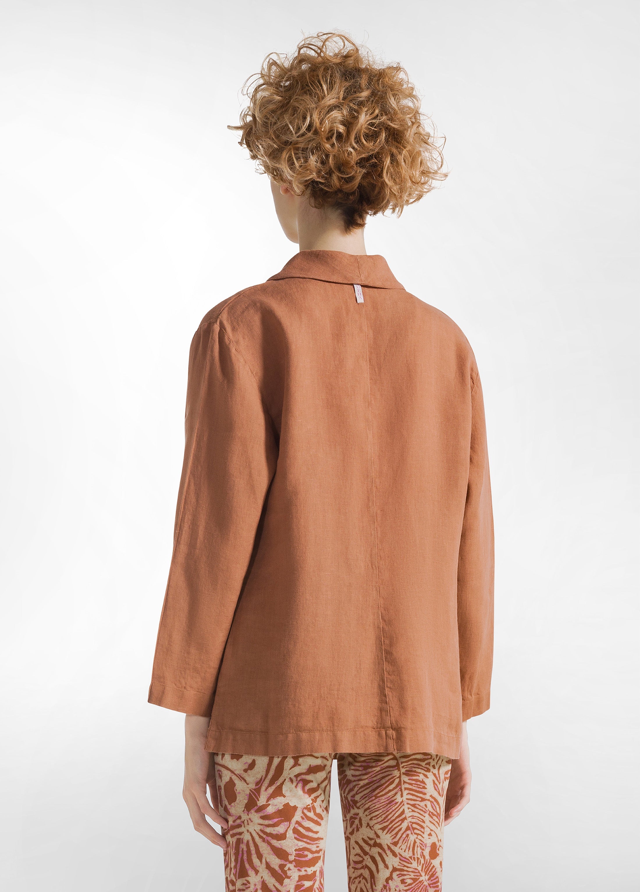 deha-blazer-in-lino-marrone-destrutturato image 2