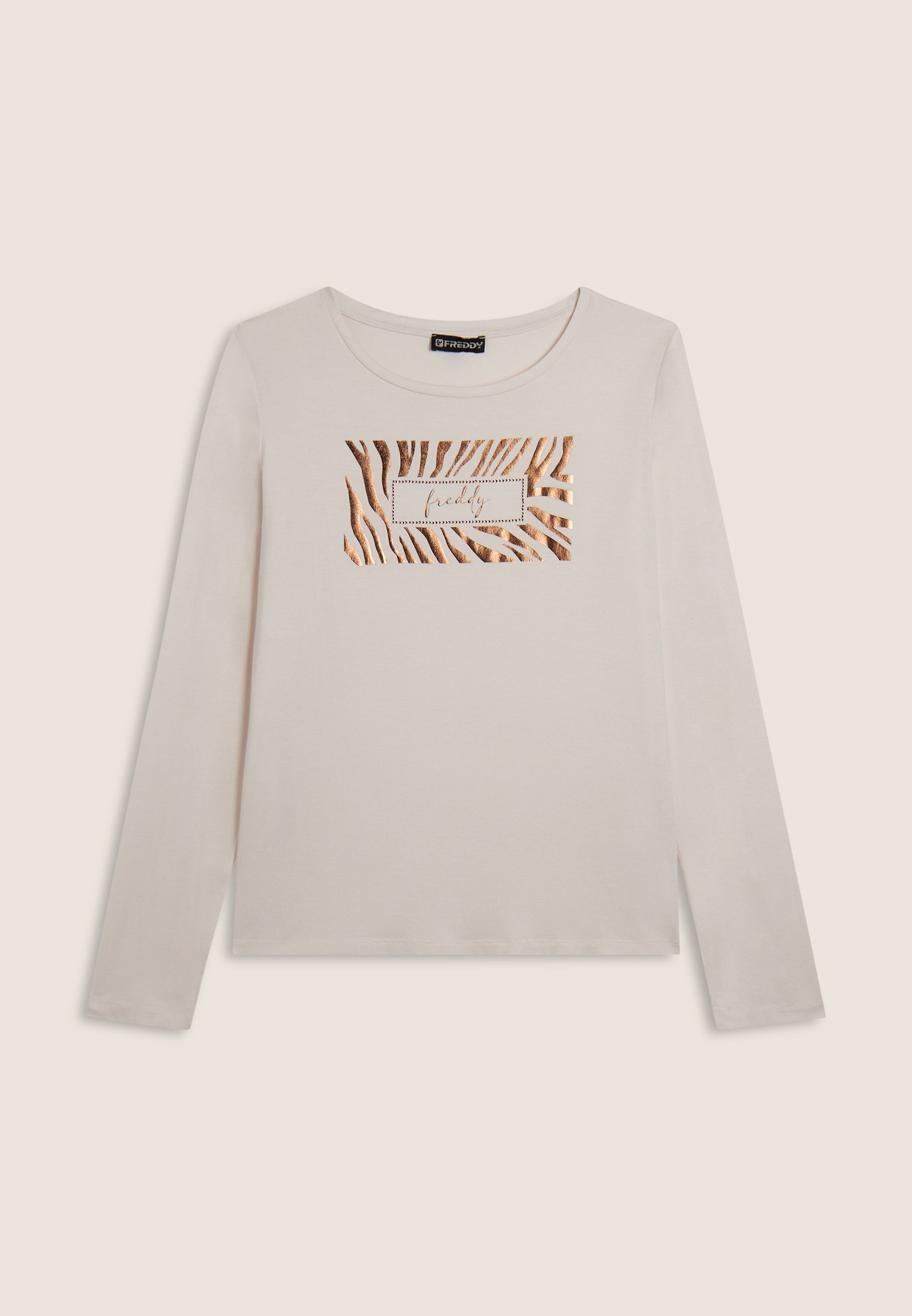 freddy-t-shirt-donna-manica-lunga-logo-metallizzato-strass image 4